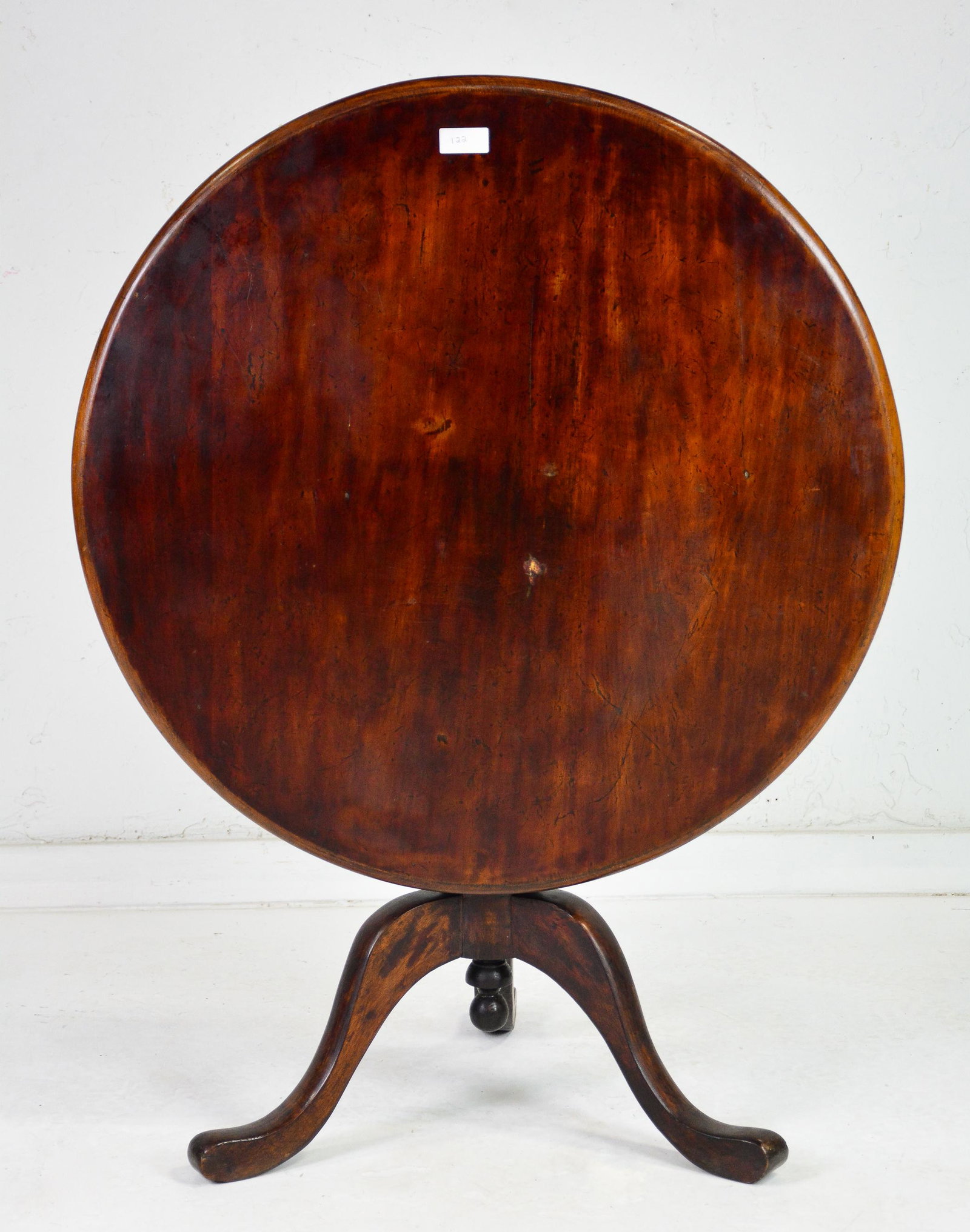 English Mahogany Tilt Top Table: English Mahogany Tilt Top / Wine Table - 29 in tall x 36 x 36, 47 in tall when tilted