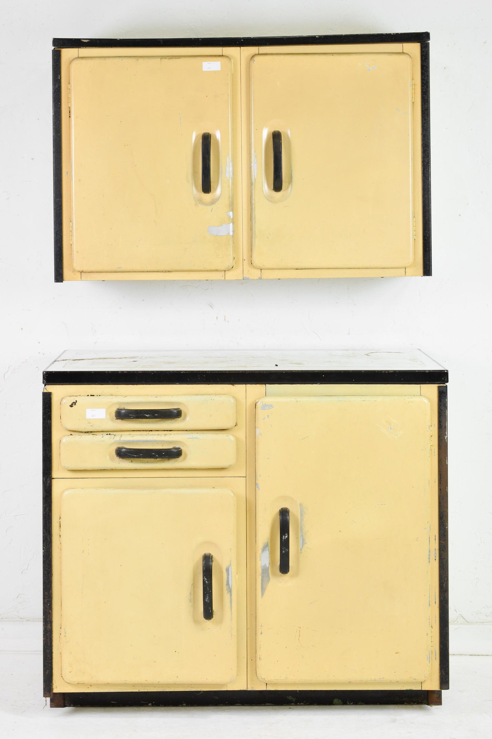 British Kitchen Cabinet with Wall Mounted Top: British Kitchen Cabinet with Wall Mounted Top - Dimensions as shown (73 in tall x 42 x 23