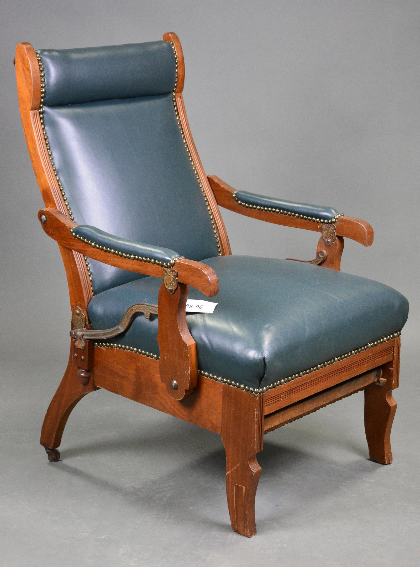 Eastlake Reclining Chair with Leather Upholstery: Eastlake Reclining Chair with Leather Upholstery - 41 in tall x 24 x 30