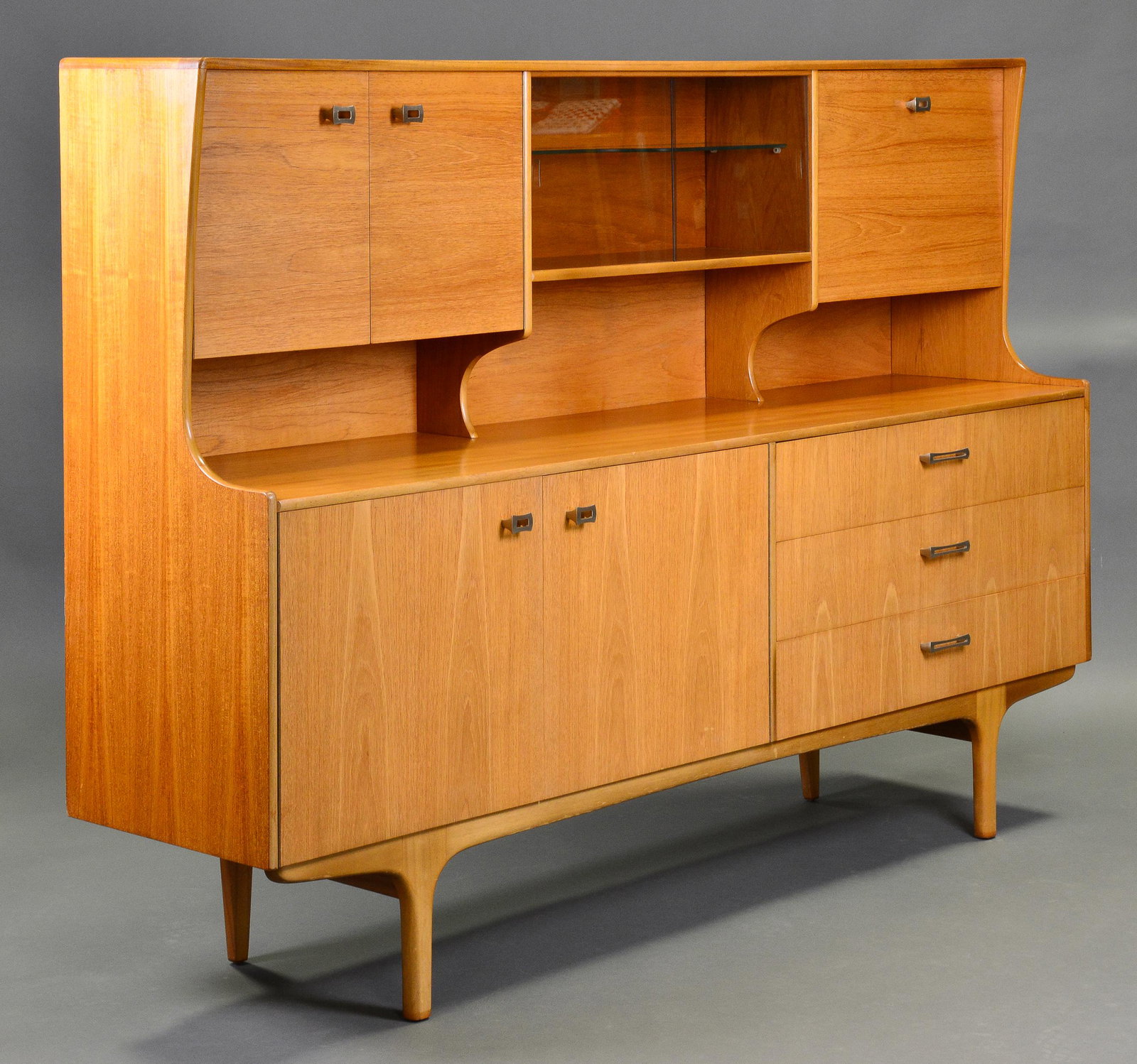 Mid Century Concave  Drop Front Cocktail Cabinet (1 of 12)