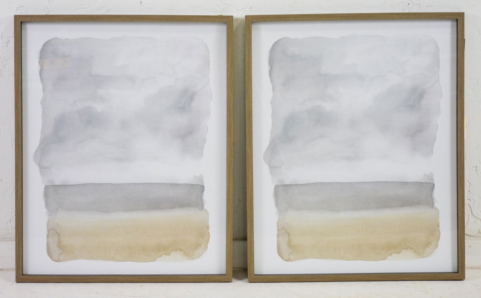 Pair of Art under Glass by Rain Shanks: Pair of Art under Glass by Rain Shanks ( Houston Based Artist) - 32 in tall x 26 x 2