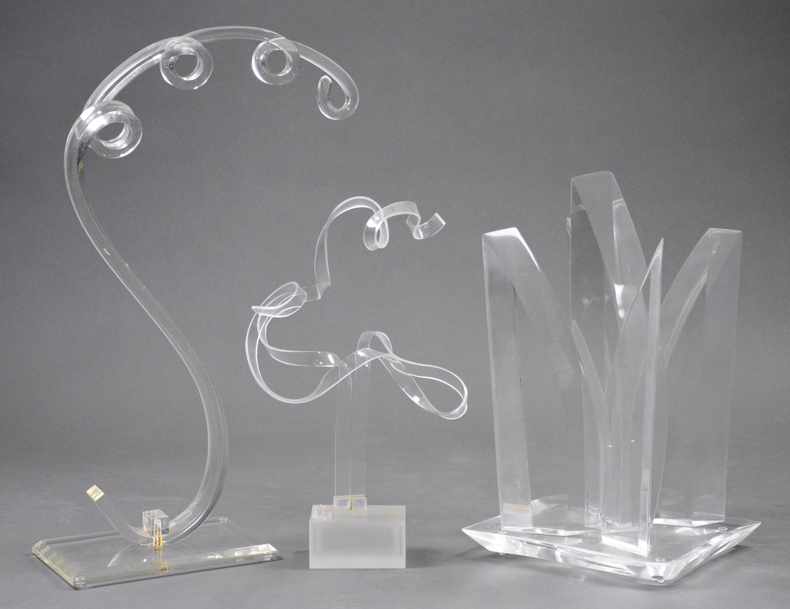 Trio of Three Clear Acrylic Decorative Sculptures (1 of 4)
