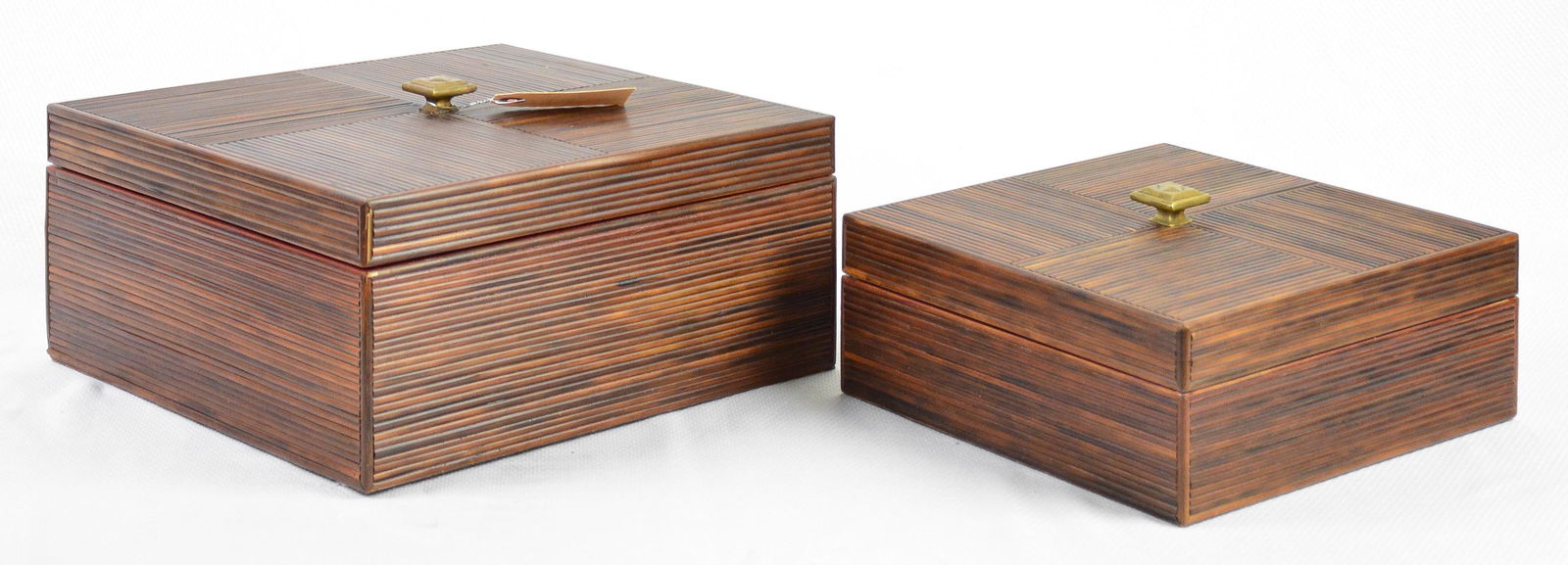 Two Modern Decorative Boxes - Maitland Smith: Two Modern Decorative Nesting Boxes - Maitland Smith - Largest is 7 in tall x 14 x 14