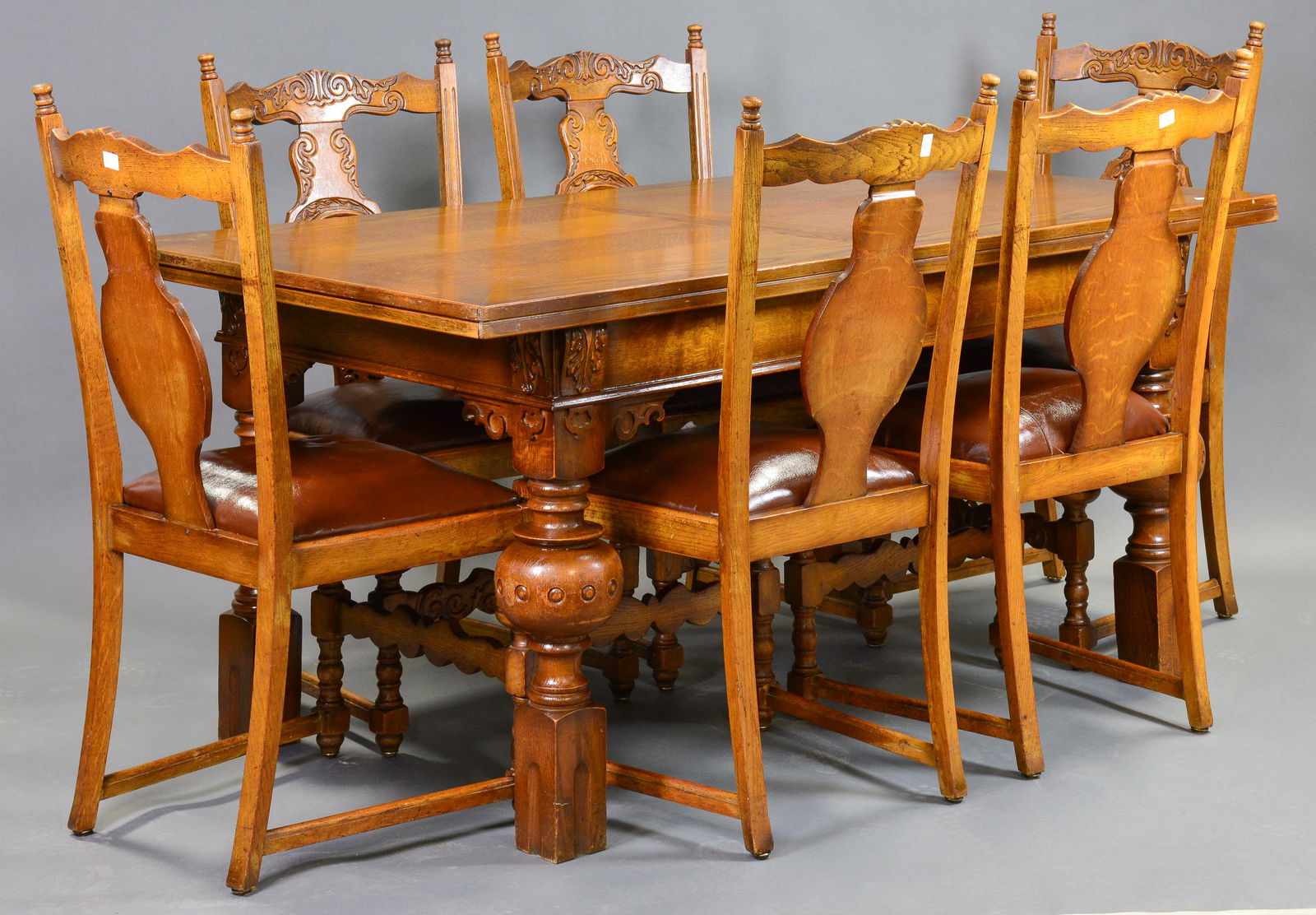 Carved Tudor Style Dining Table & 6 Chairs (1 of 10)