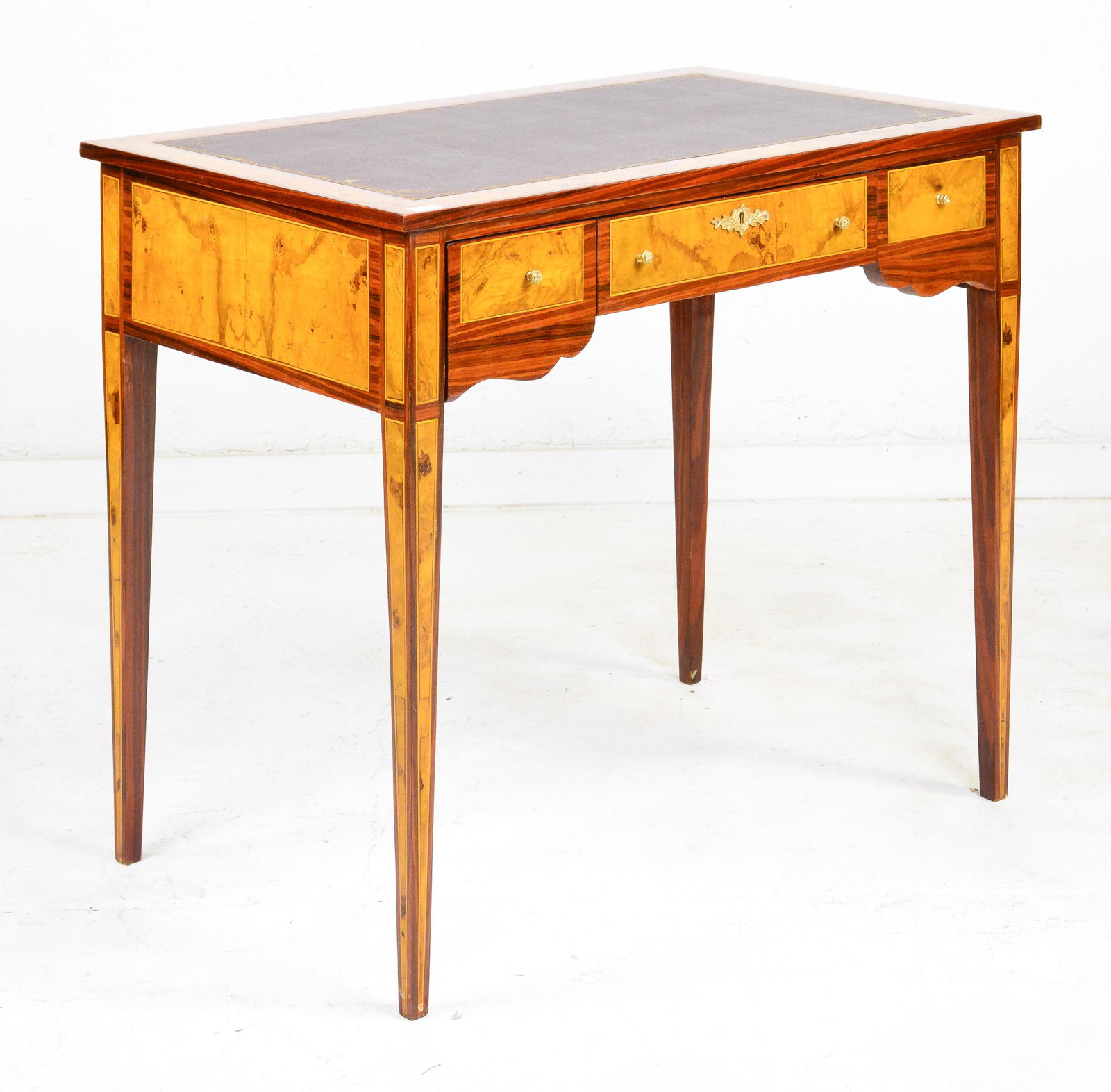Inlaid Leather Top 3 Drawer Desk / Writing Table #1 (1 of 5)