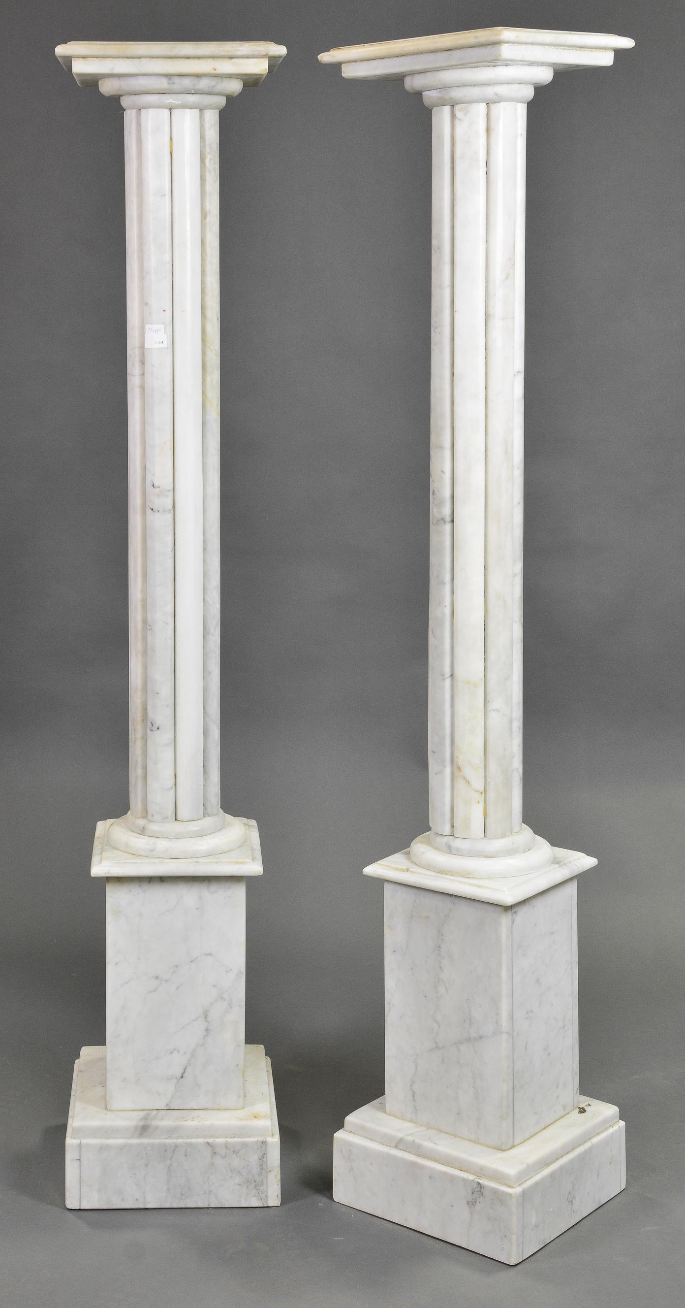 Pair Very Tall White Marble Pedestals / Stands (1 of 4)