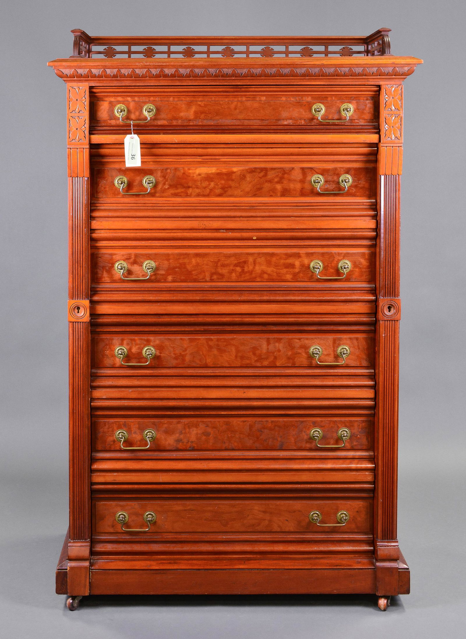 Antique Victorian  Walnut 6 Drawer Wellington Chest (1 of 4)