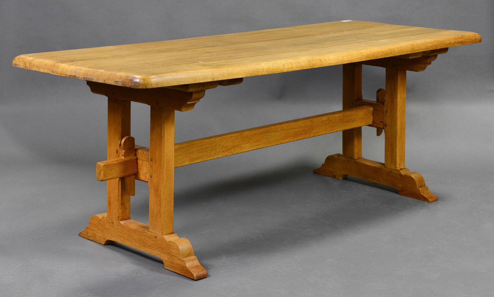 Ranch Oak Trestle Base Farm Table (1 of 4)