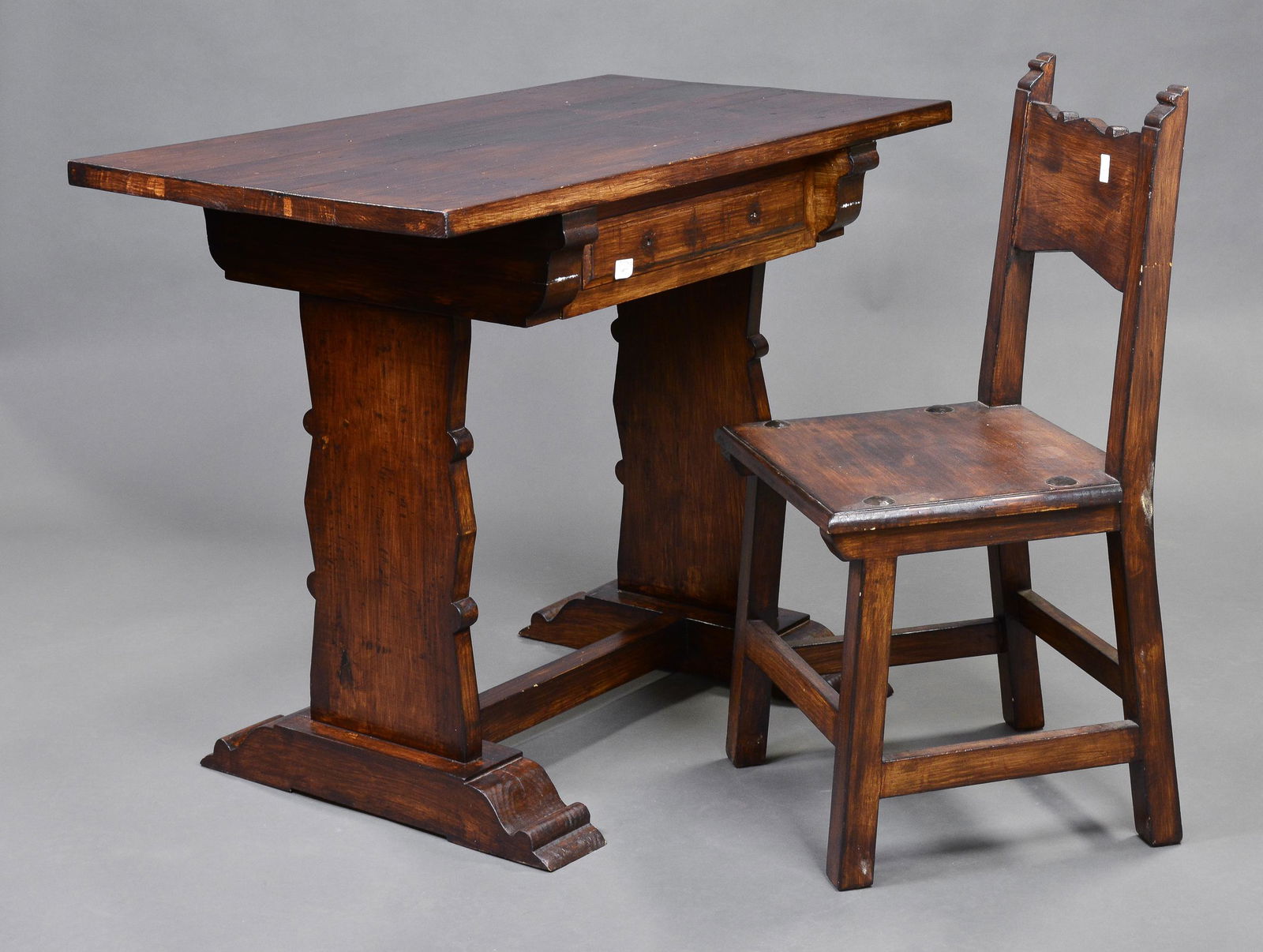 Single Drawer Oak Writing Table & Chair (1 of 4)