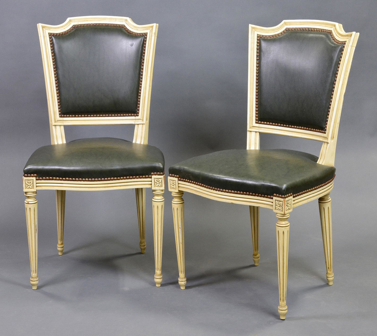 Pair Painted French Style Upholstered Chairs (1 of 5)
