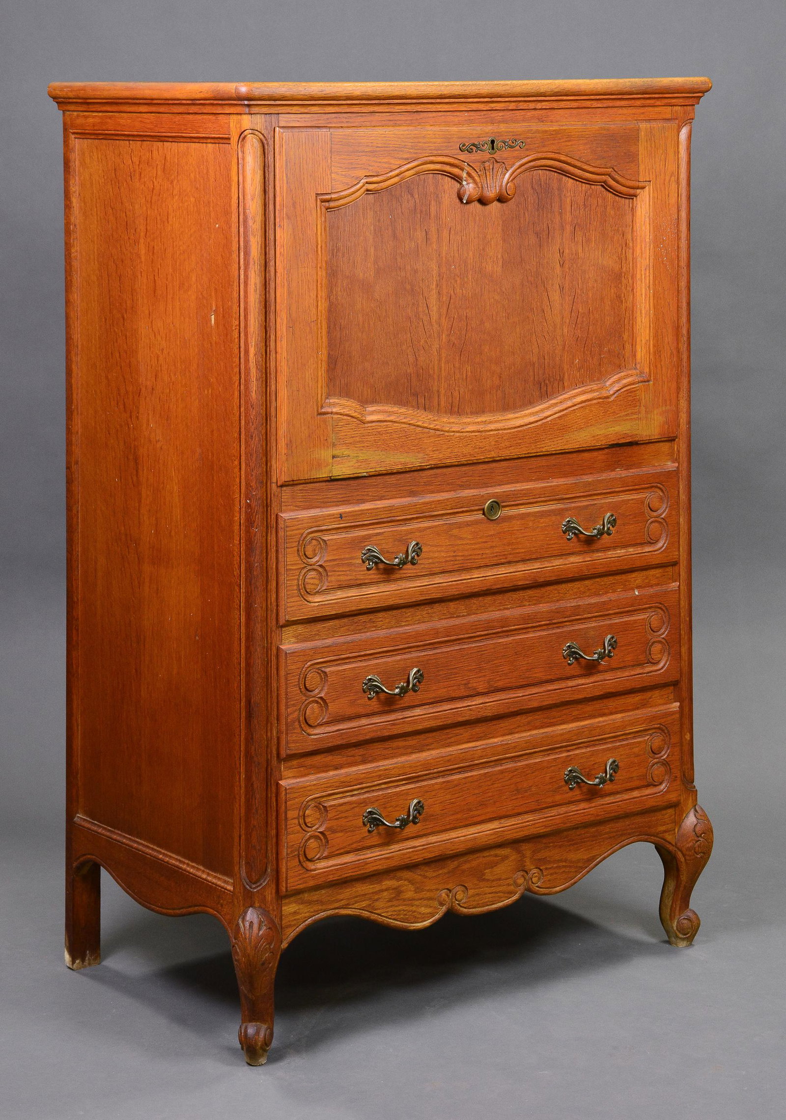 Tall Drop Front Country French Cabinet: Tall Drop Front Country French Cabinet with 3 Drawers - 49 in tall x 32 x 20