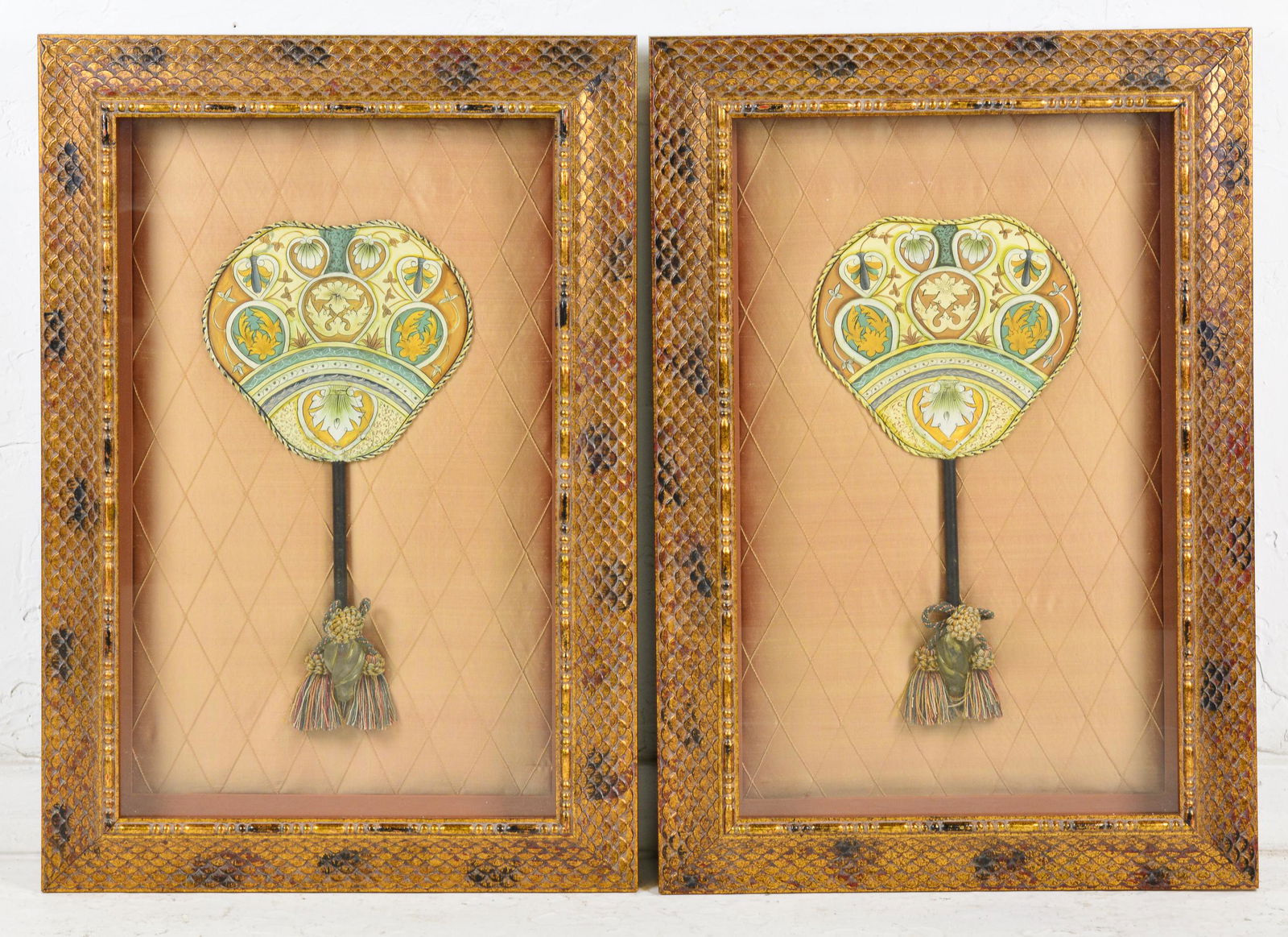 Pair Shadow Box Tole Fan Art - John Richard (1 of 2)