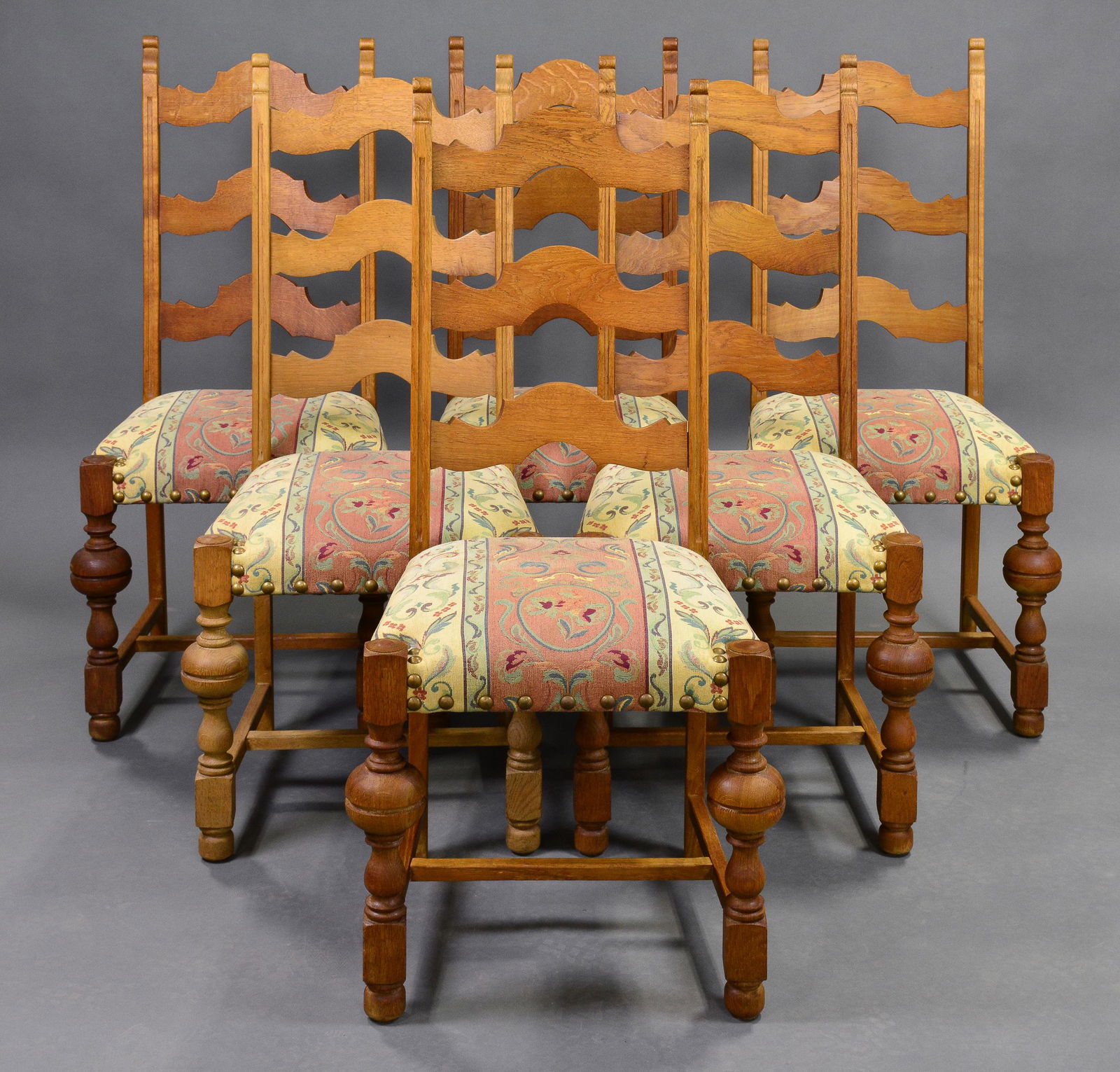 Set of 6 Ladder Back Upholstered Chairs (1 of 4)