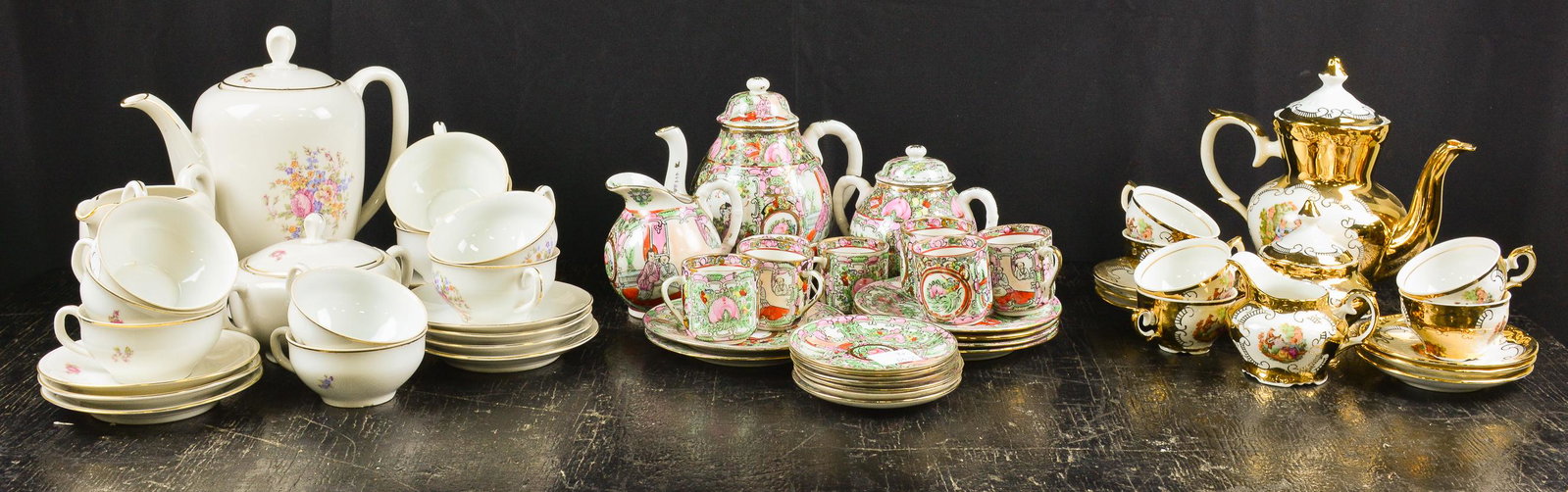 60pcs - 3 Tea / Coffee Service Sets: 60pcs - 3 Tea / Coffee Service Sets - 9 in tall x 10 x 6 (measurements for largest pot only)