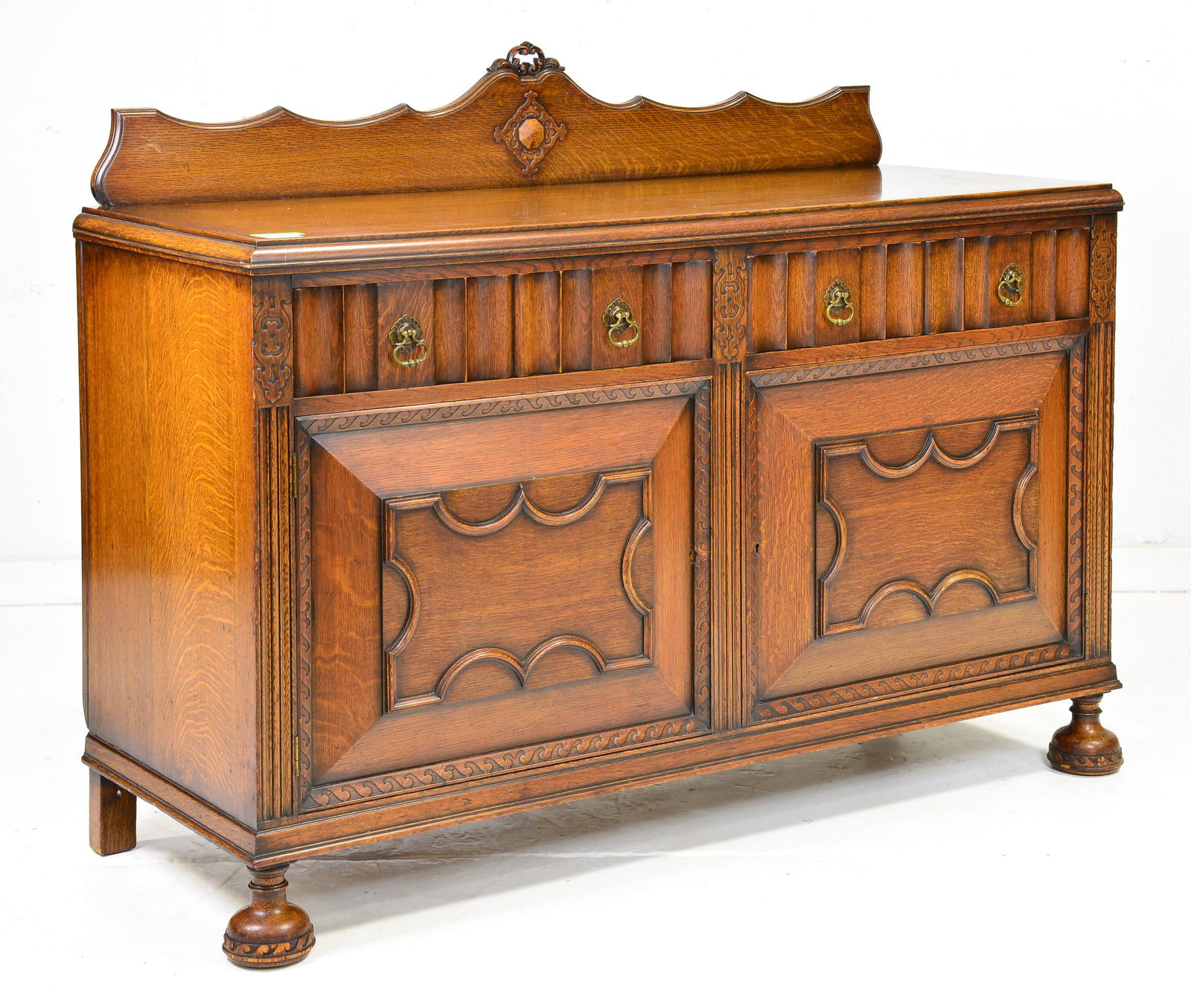 Carved Oak 2 Drawer 2 Door Sideboard / Server (1 of 8)