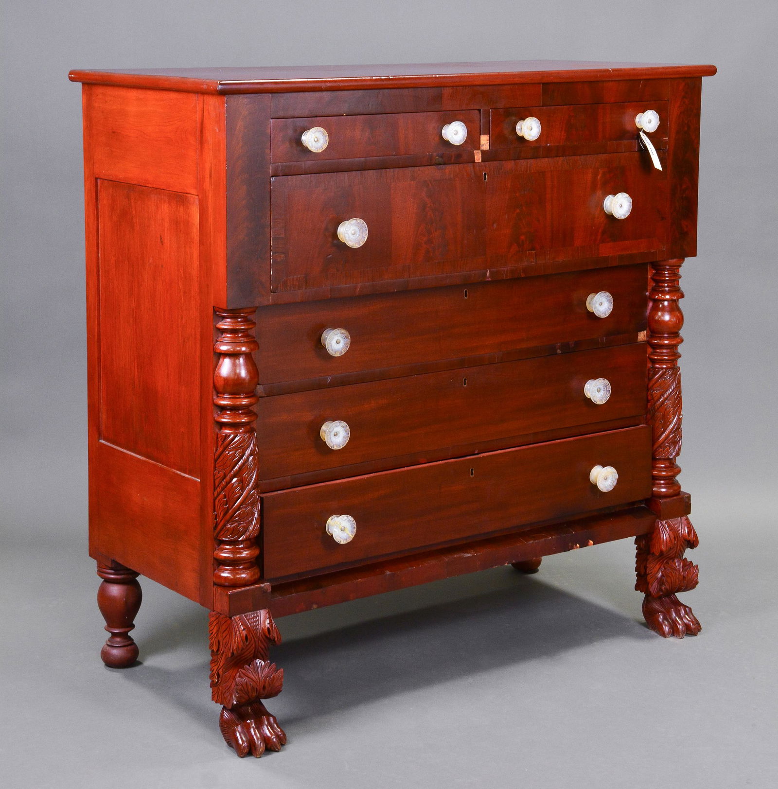Antique American Carved 5 Drawer Chest c.1850 (1 of 8)