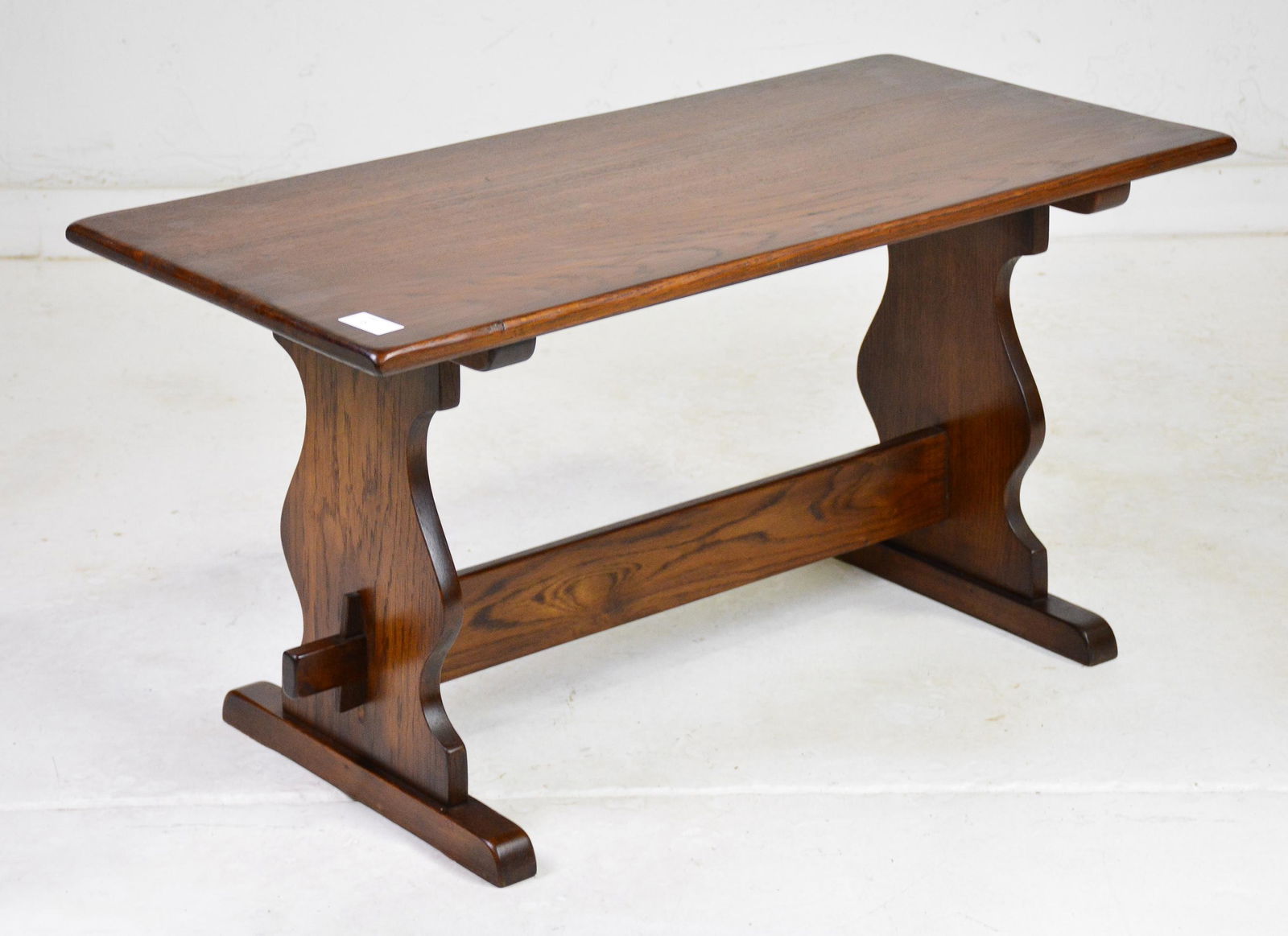 Small English Oak Coffee Table With Trestle Base (1 of 1)