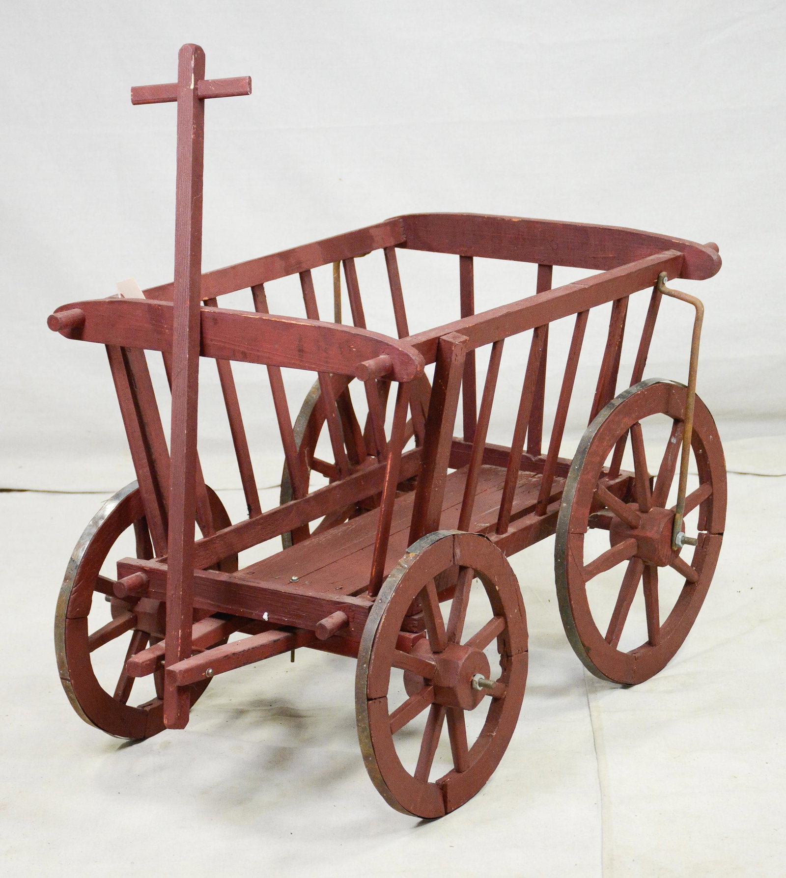 Red Painted European Dog Cart: Red Painted European Dog Cart - 23 in tall x 36 x 24