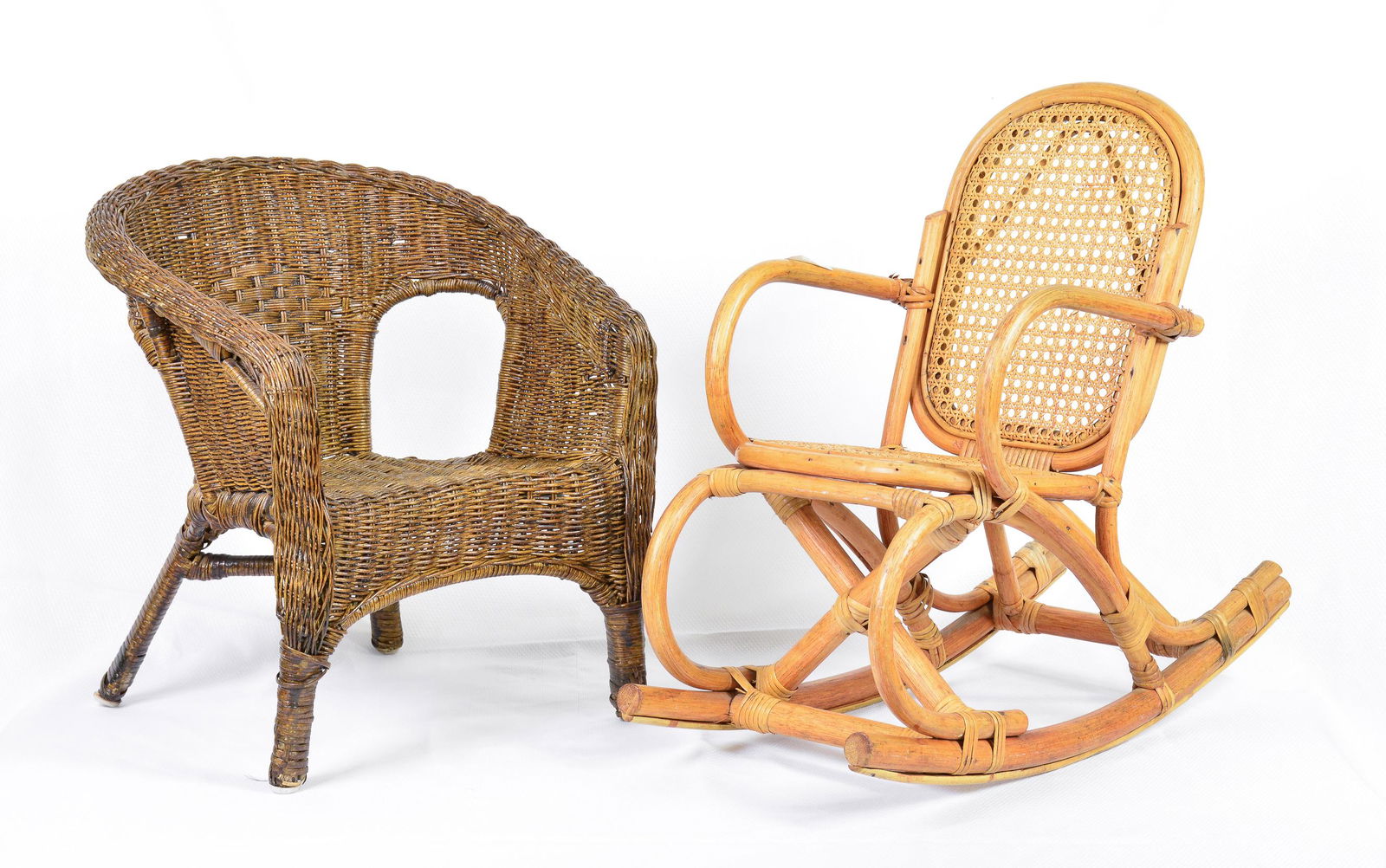 Caned Childs Rocker & Wicker Childs Chair (1 of 2)