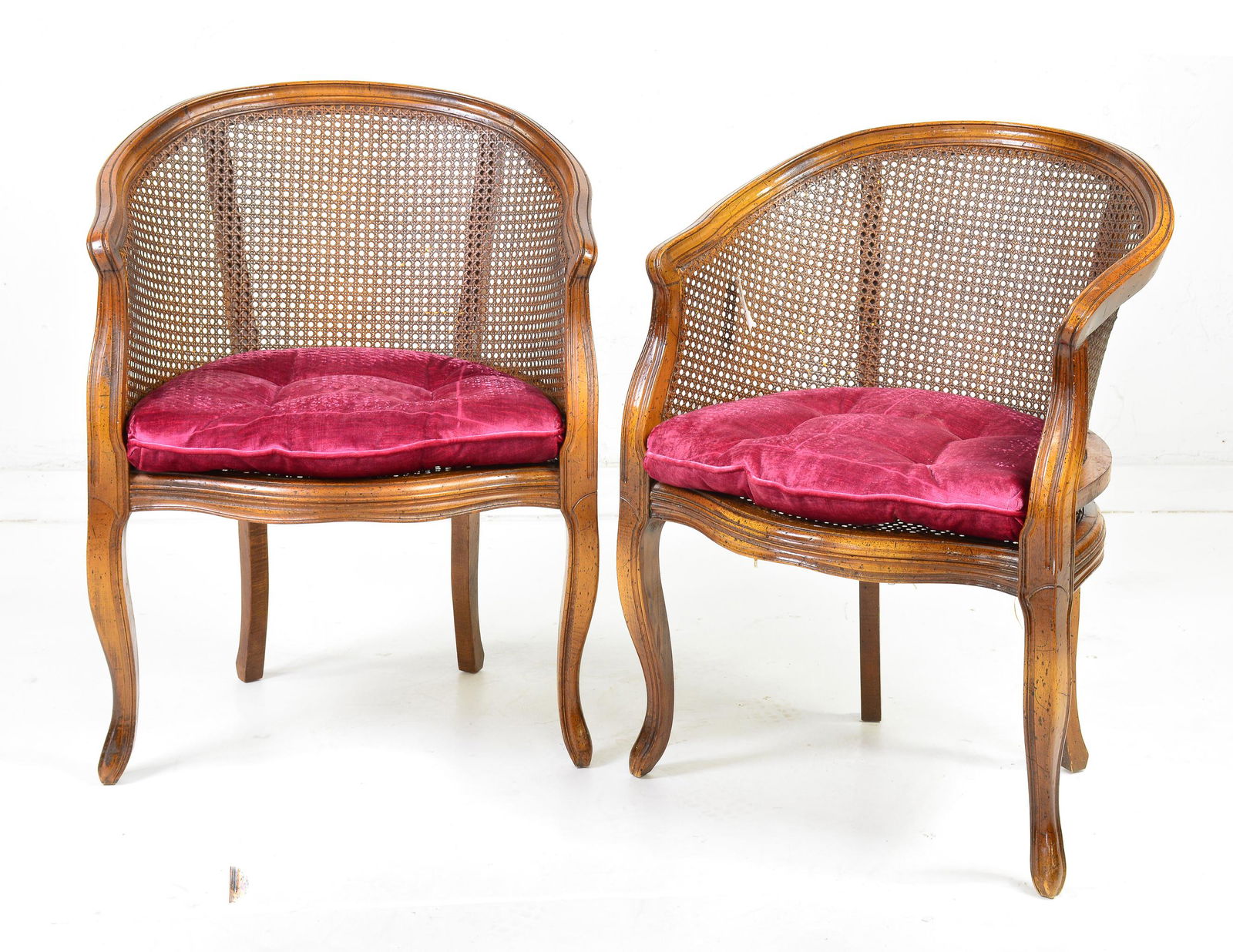 Pair Italian Provincial Style Carved Caned Arm Chairs (1 of 3)
