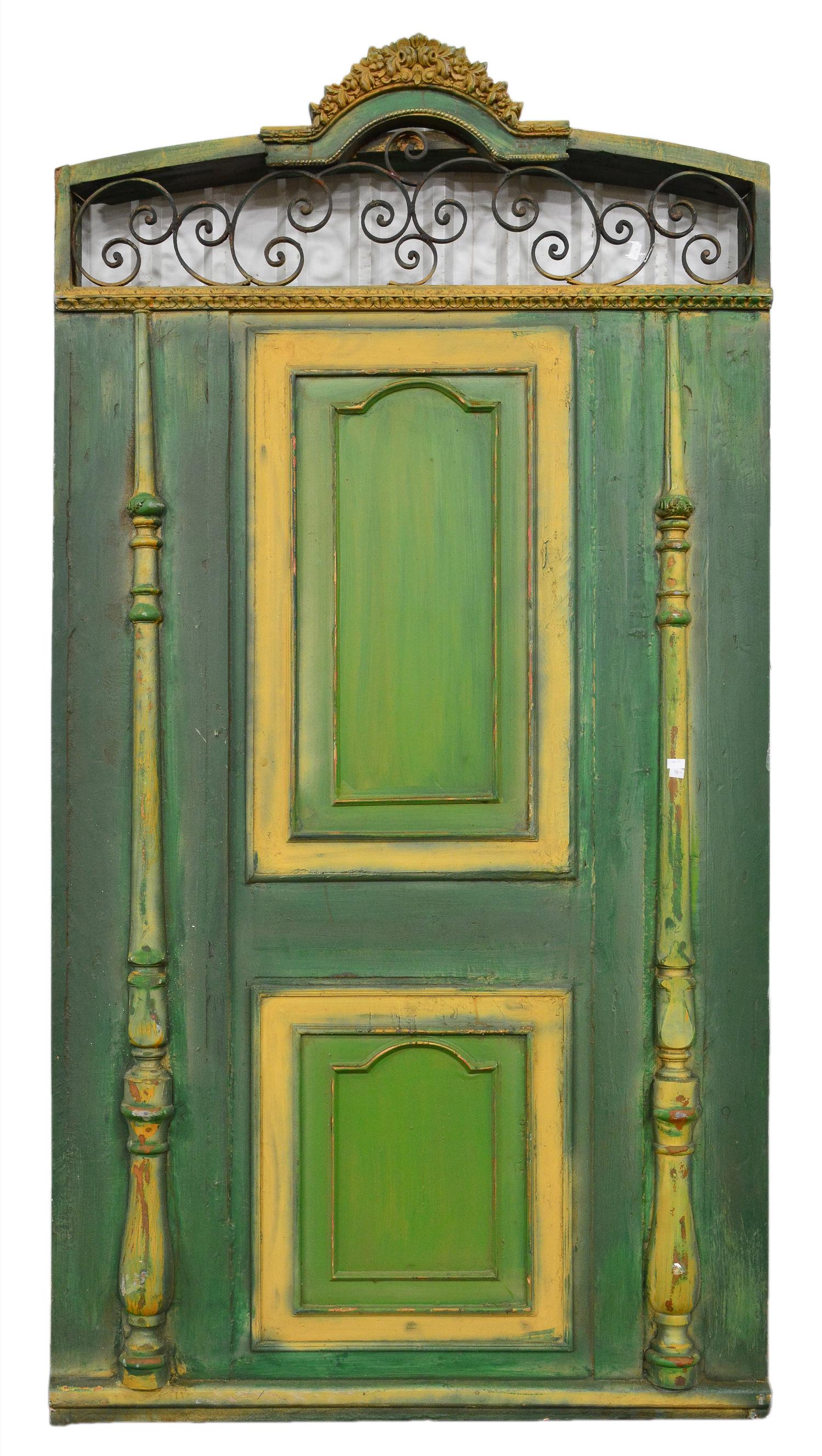 Tall Green Painted Door With Iron Inset Top (1 of 5)