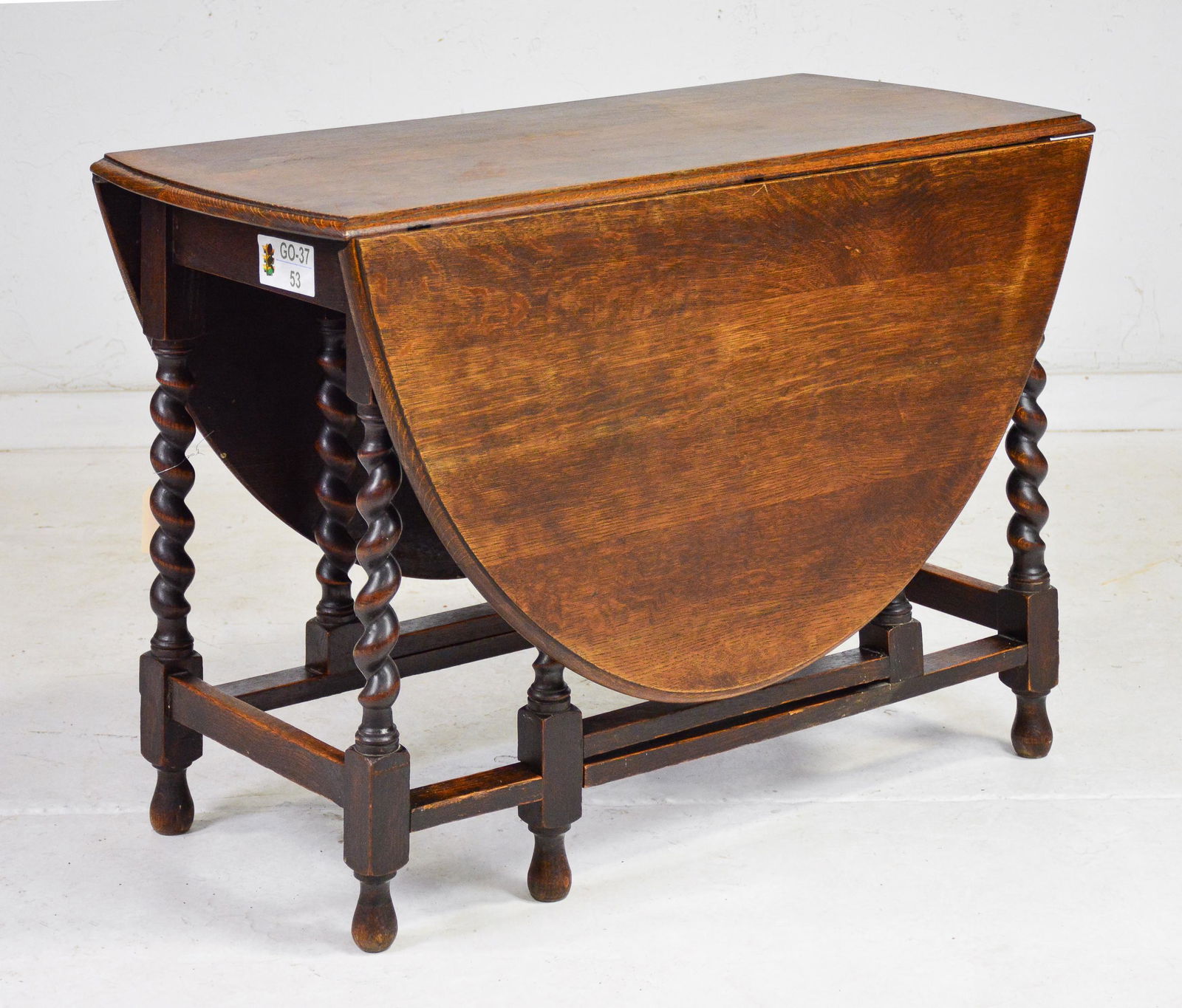 Large English Oak Barley Twist Drop Leaf Table: Large English Oak Barley Twist Drop Leaf Table - 30 in tall x 61 x 42, leaves are 22 inches each