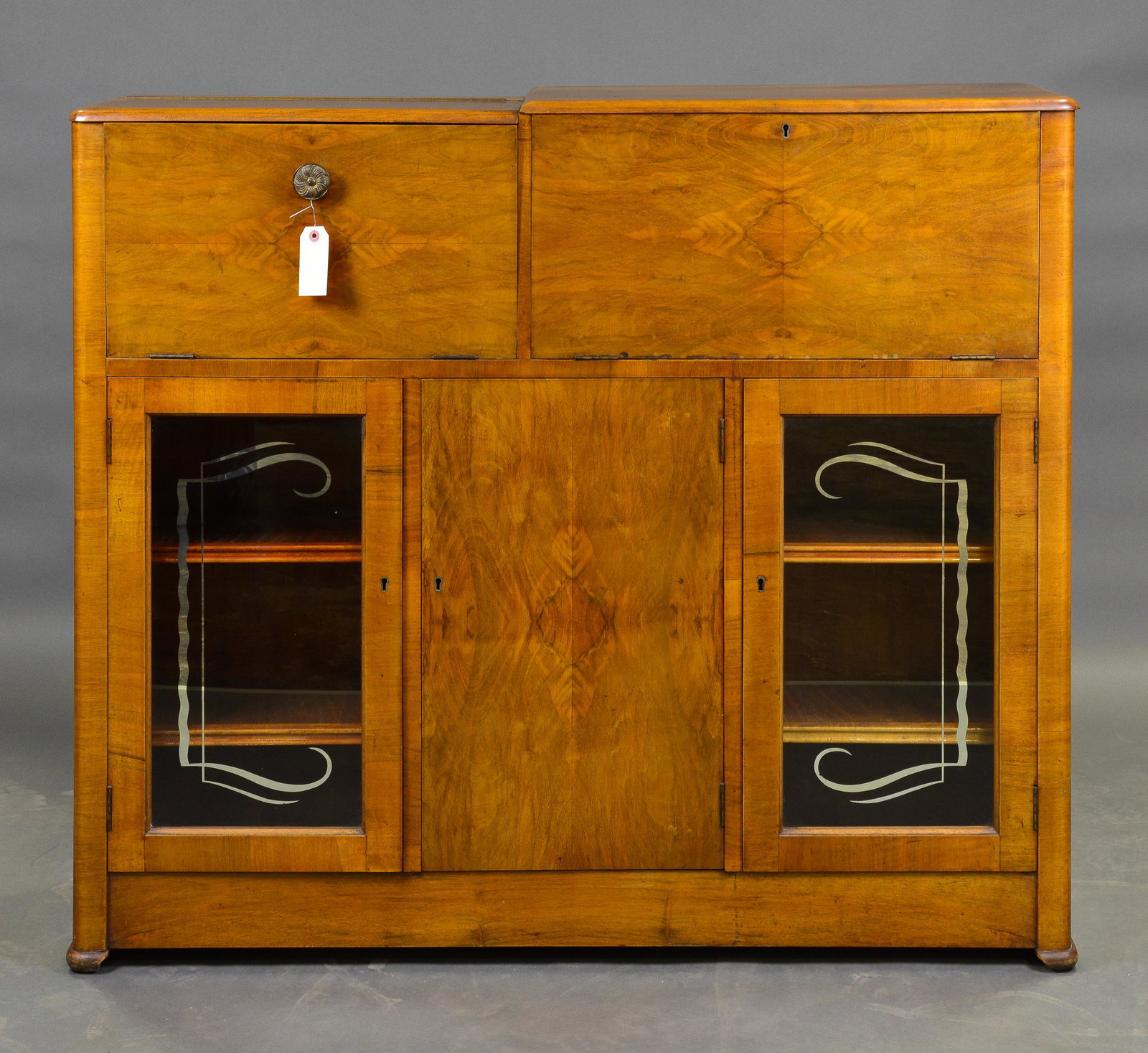 British Walnut Cocktail / Bar Cabinet: British Walnut Cocktail / Bar Cabinet - 43 in tall x 48 x 14