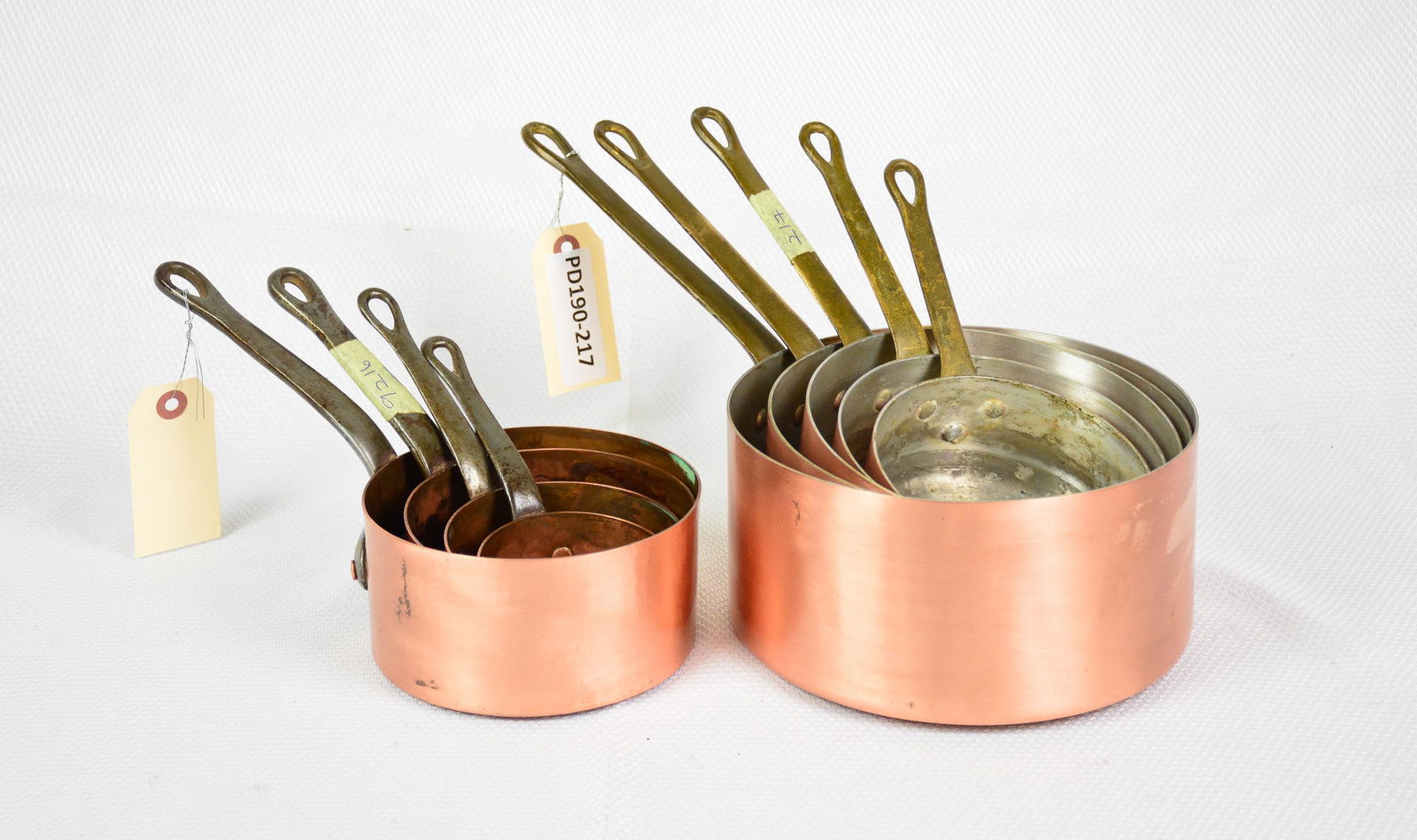 2 Sets of Graduated Copper Sauce Pans (1 of 3)