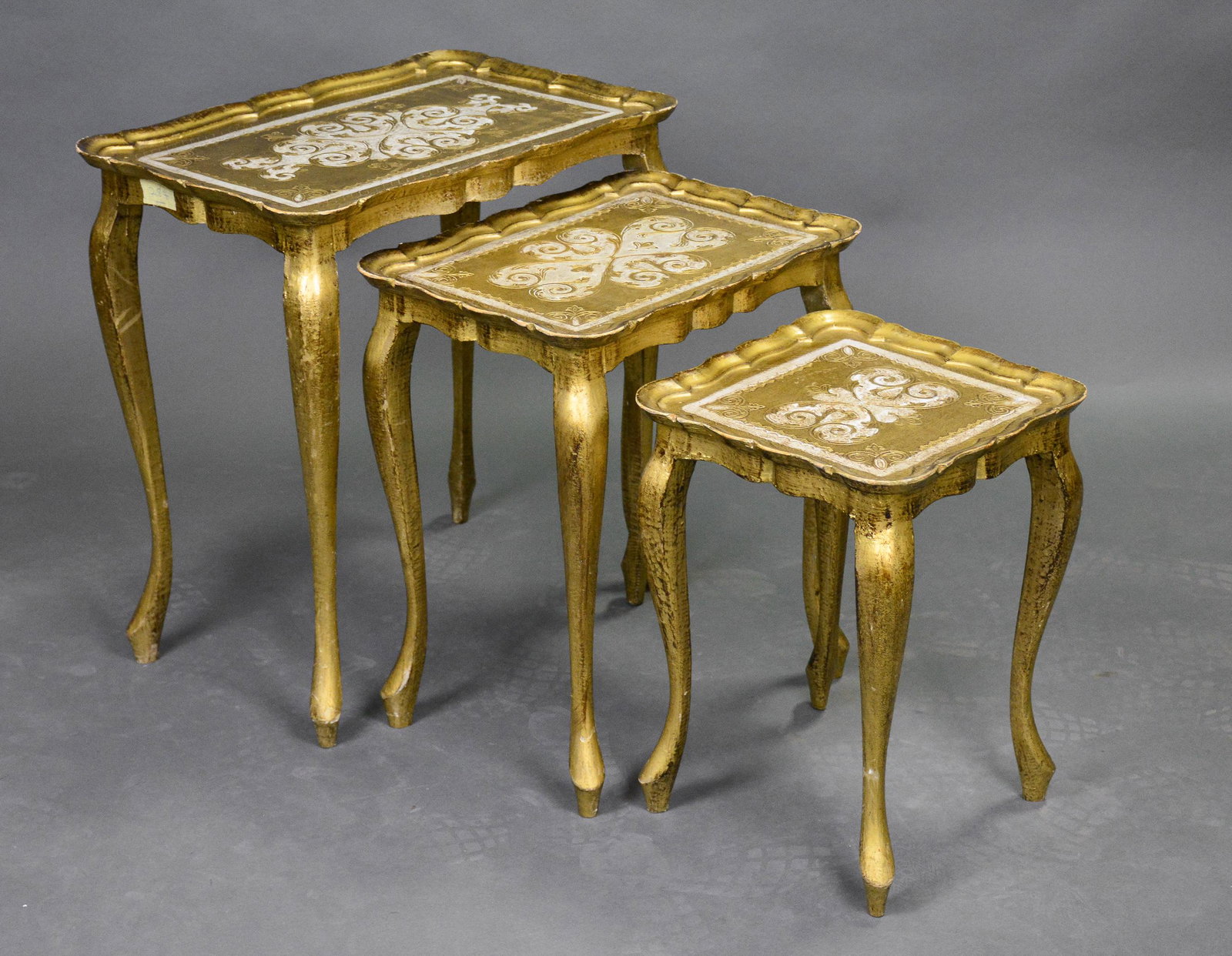 Nest of 3 Florentine Tables: Nest of 3 Florentine Tables - 24 in tall x 23 x 15