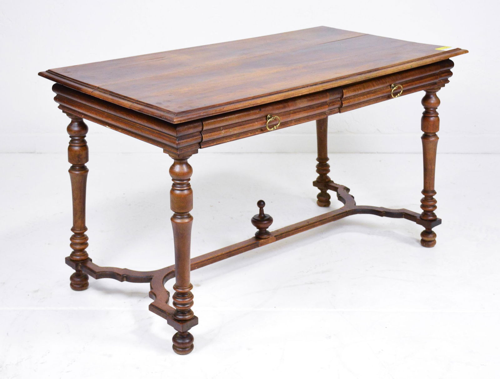 Louis XVI Style 2 Drawer Walnut Writing Table (1 of 4)