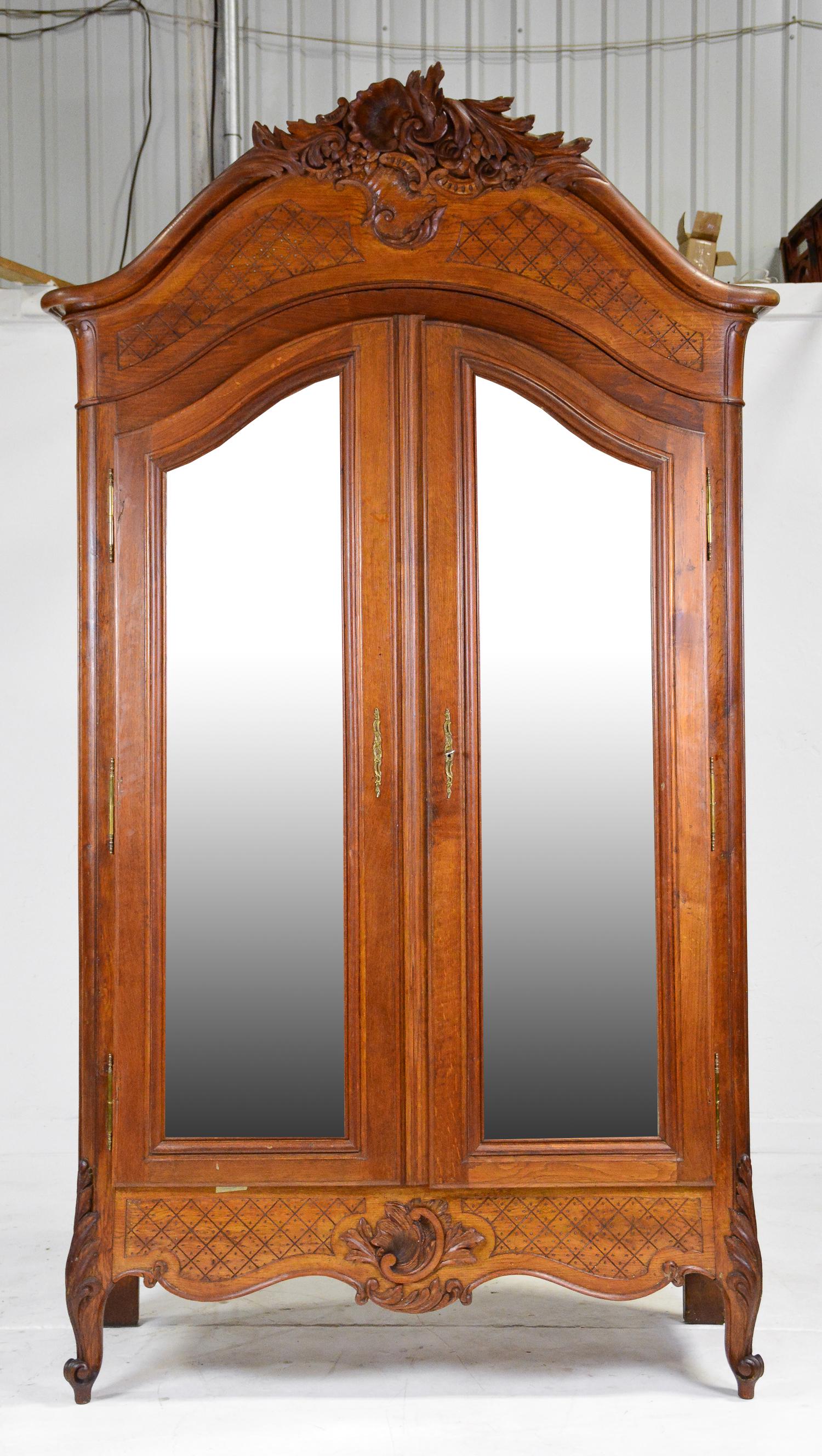 Louis XV Style Double Mirror Door Armoire (1 of 6)