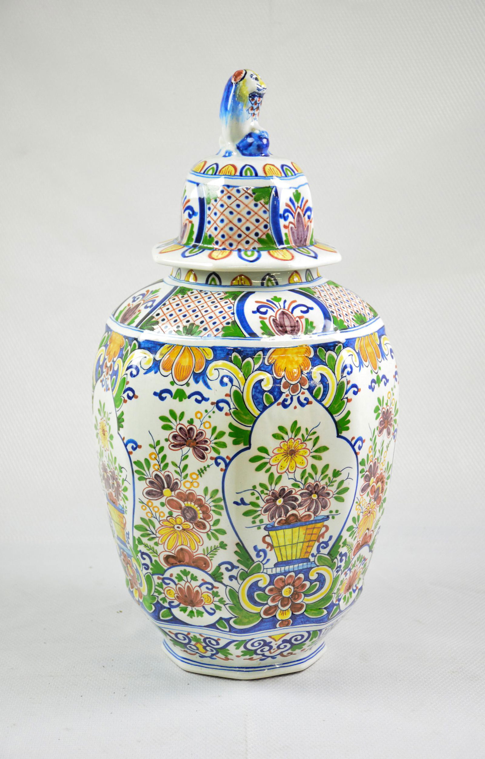 Polychrome Delft Vase / Jar With Lid (1 of 3)