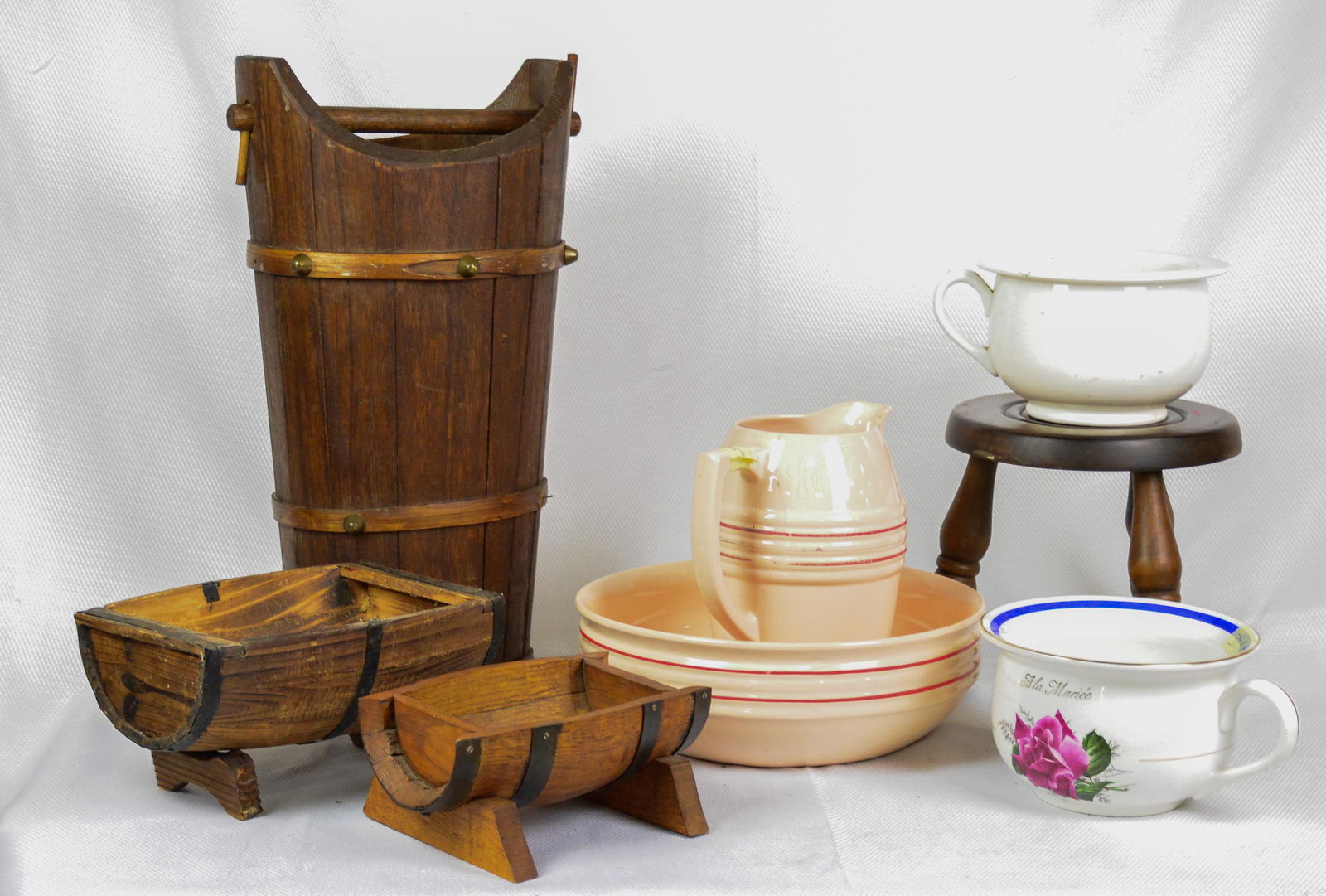 8pcs Assorted French Items - Stool, Pots, Etc. (1 of 6)