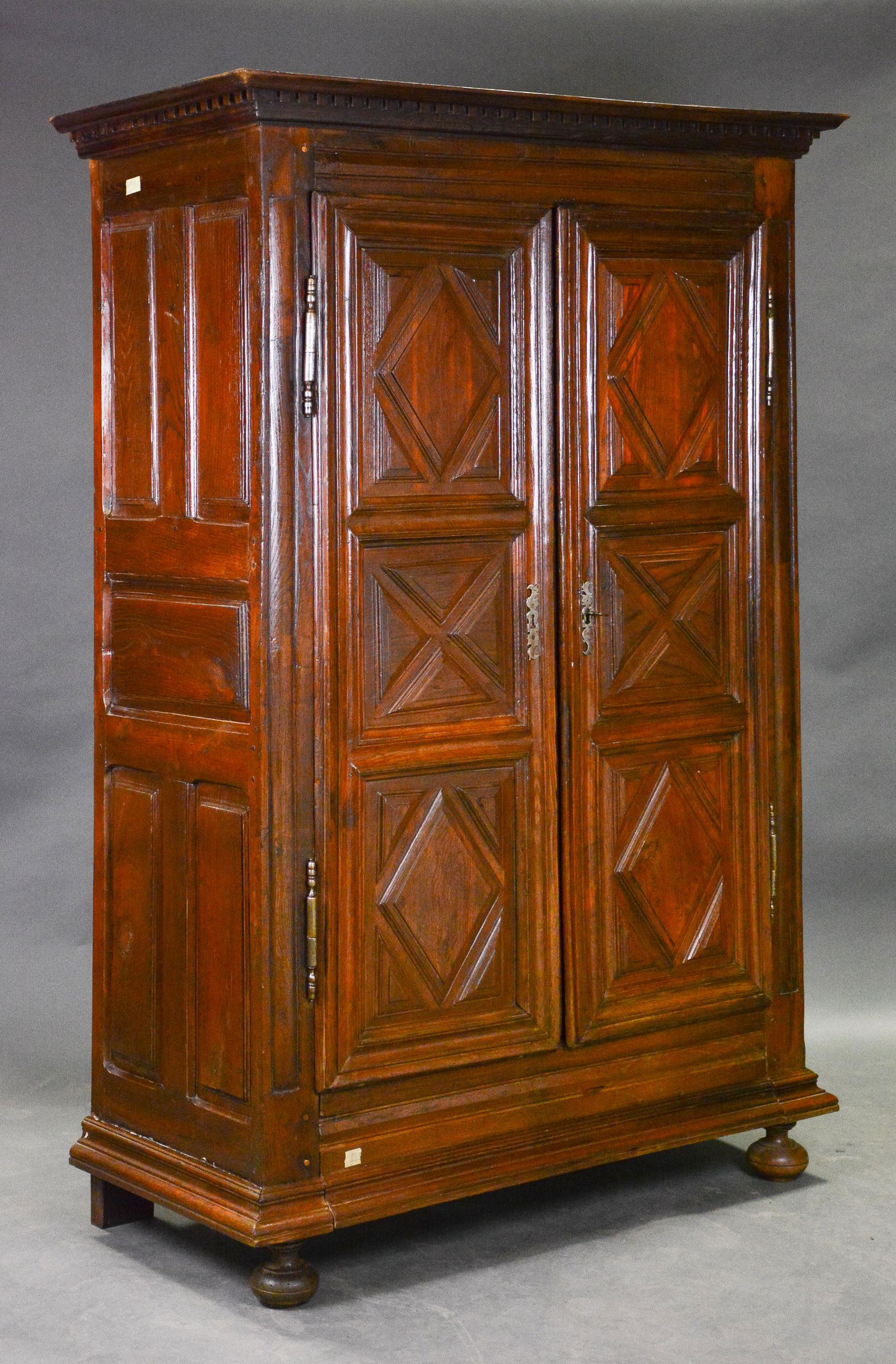 Louis XIII Style Carved Oak Double Door Robe (1 of 4)