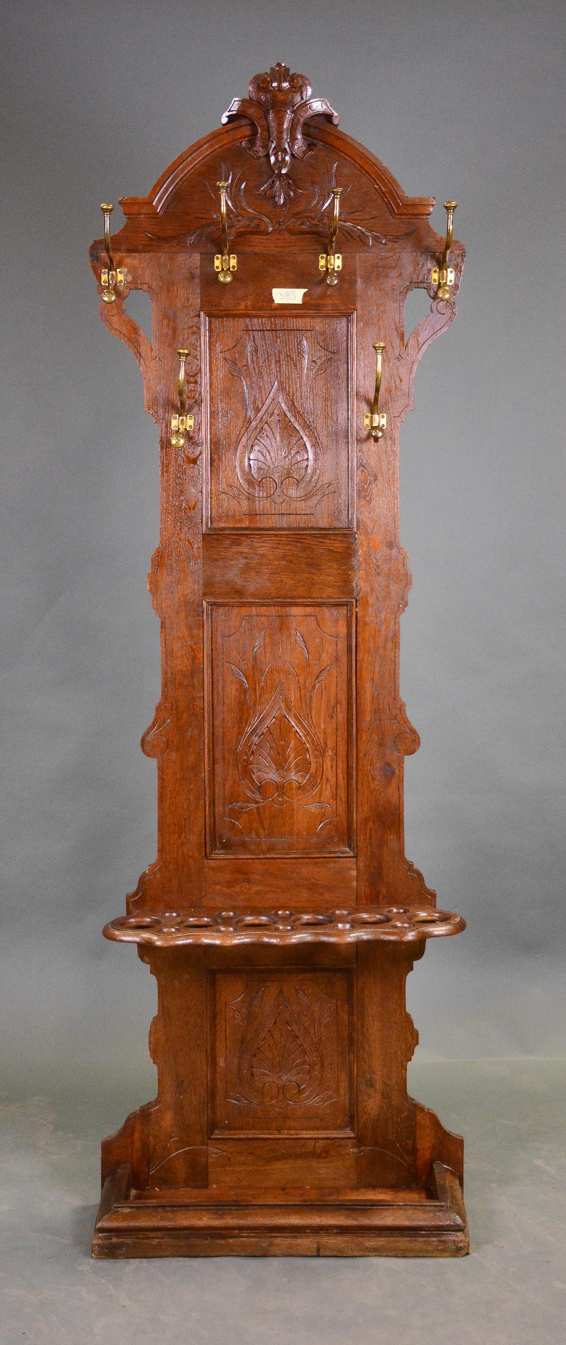 Henri II Style Carved Oak Hall Stand / Rack (1 of 4)