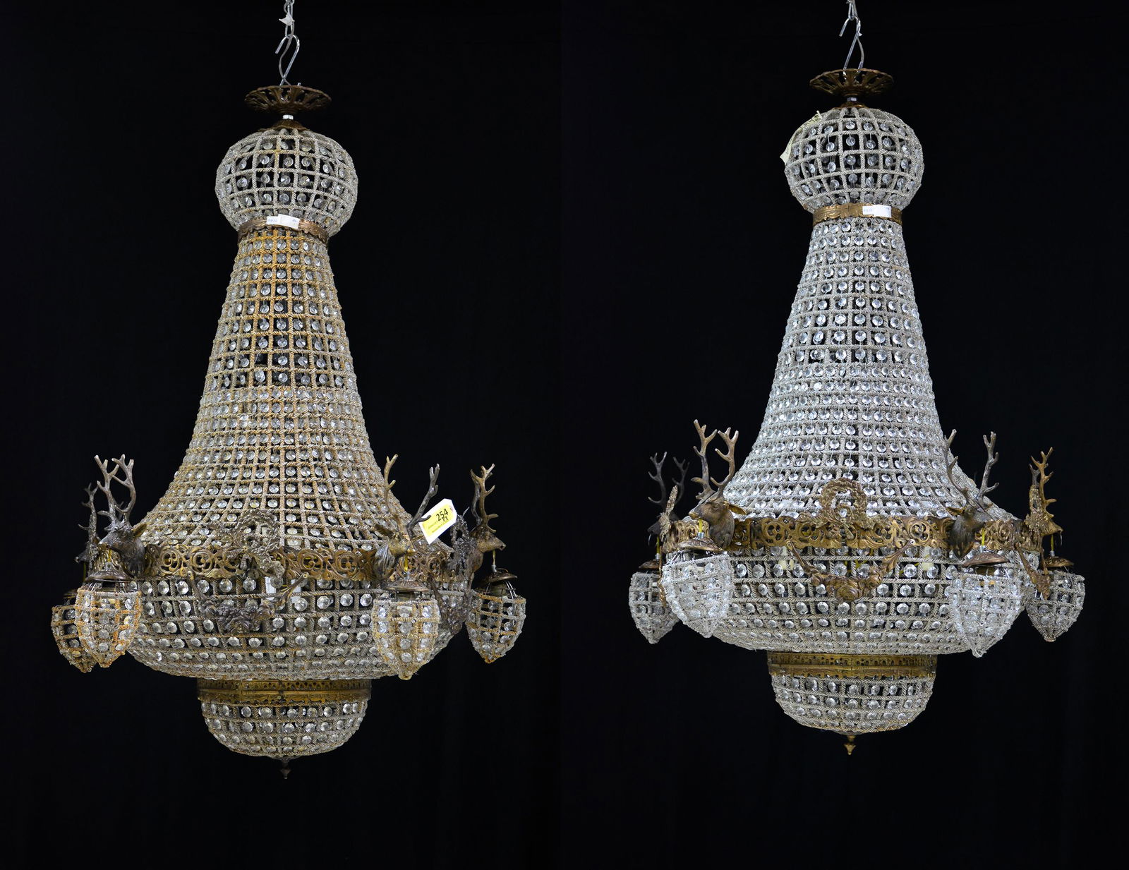 2 Large Empire Style Chandeliers With Stag Heads #2 (1 of 6)