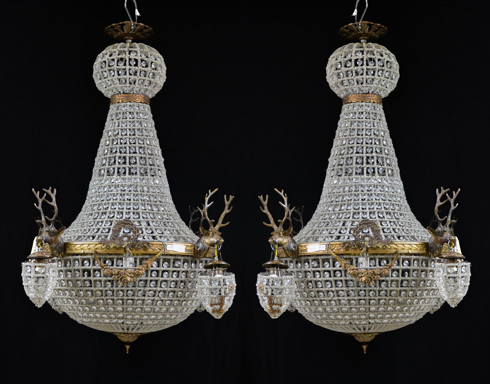 2 Medium Empire Style Chandeliers With Stag Heads (1 of 3)