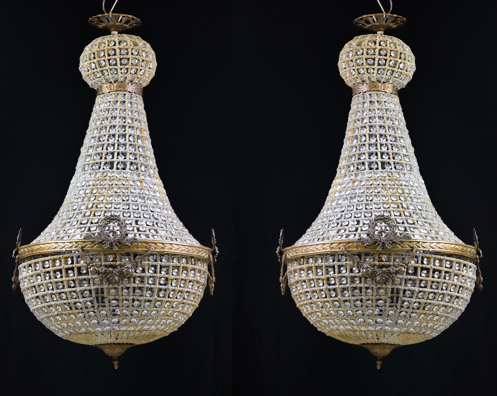 2 Medium Empire Style Chandeliers With Wreath Ormolu (1 of 3)