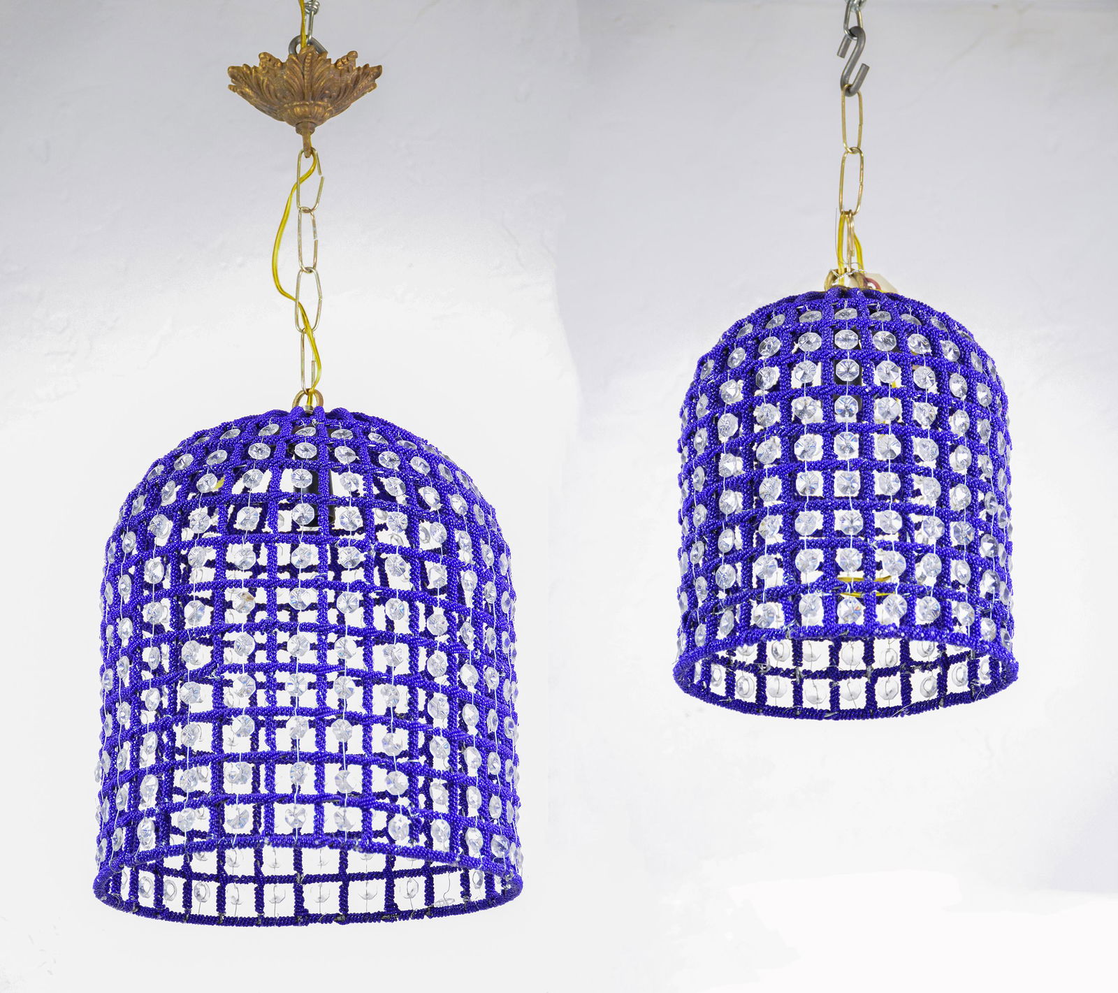 2 Purple Wire Basket Chandeliers (1 of 4)