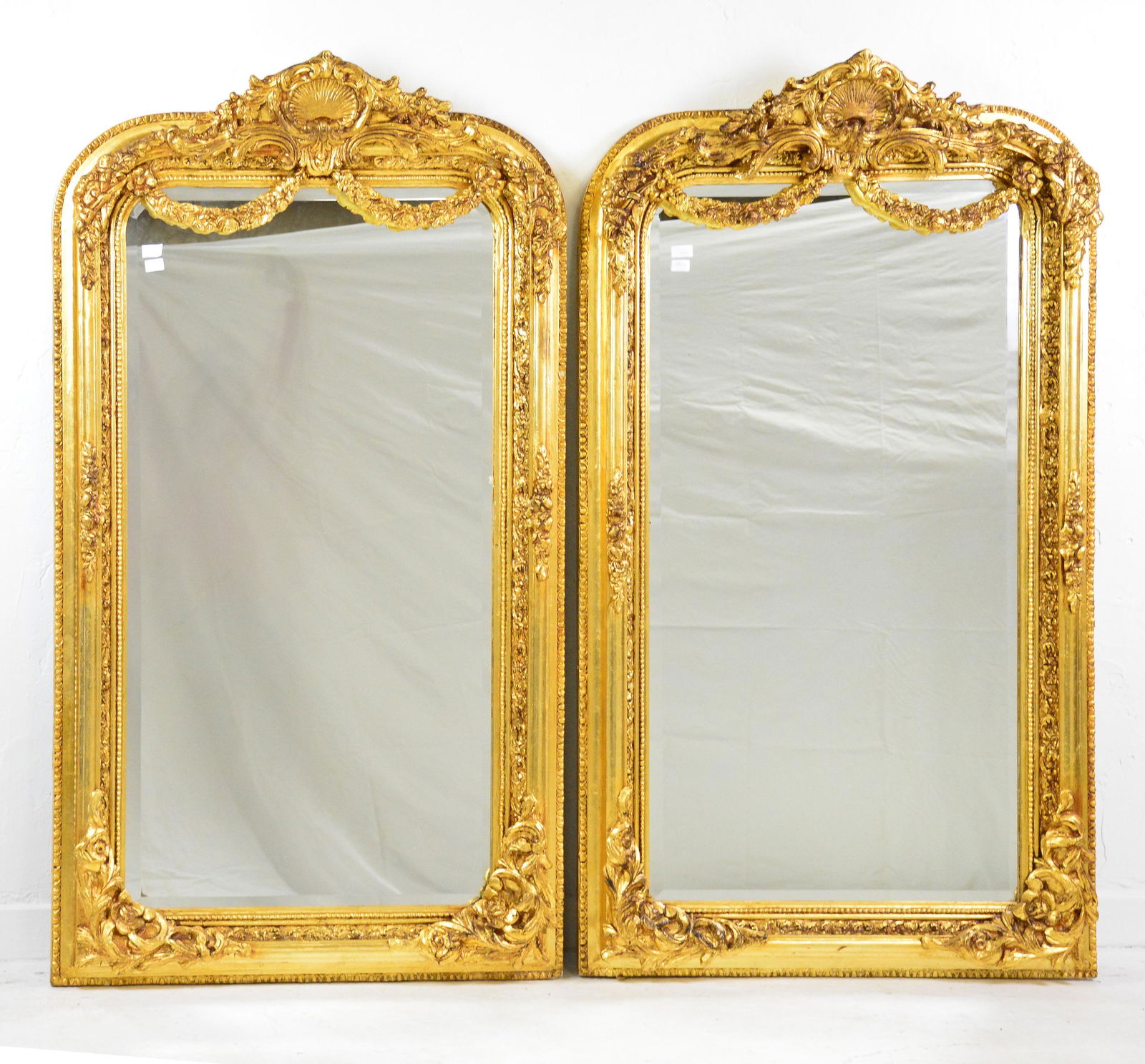 Pair French Style Gold Gilt Carved Framed Mirrors (1 of 4)