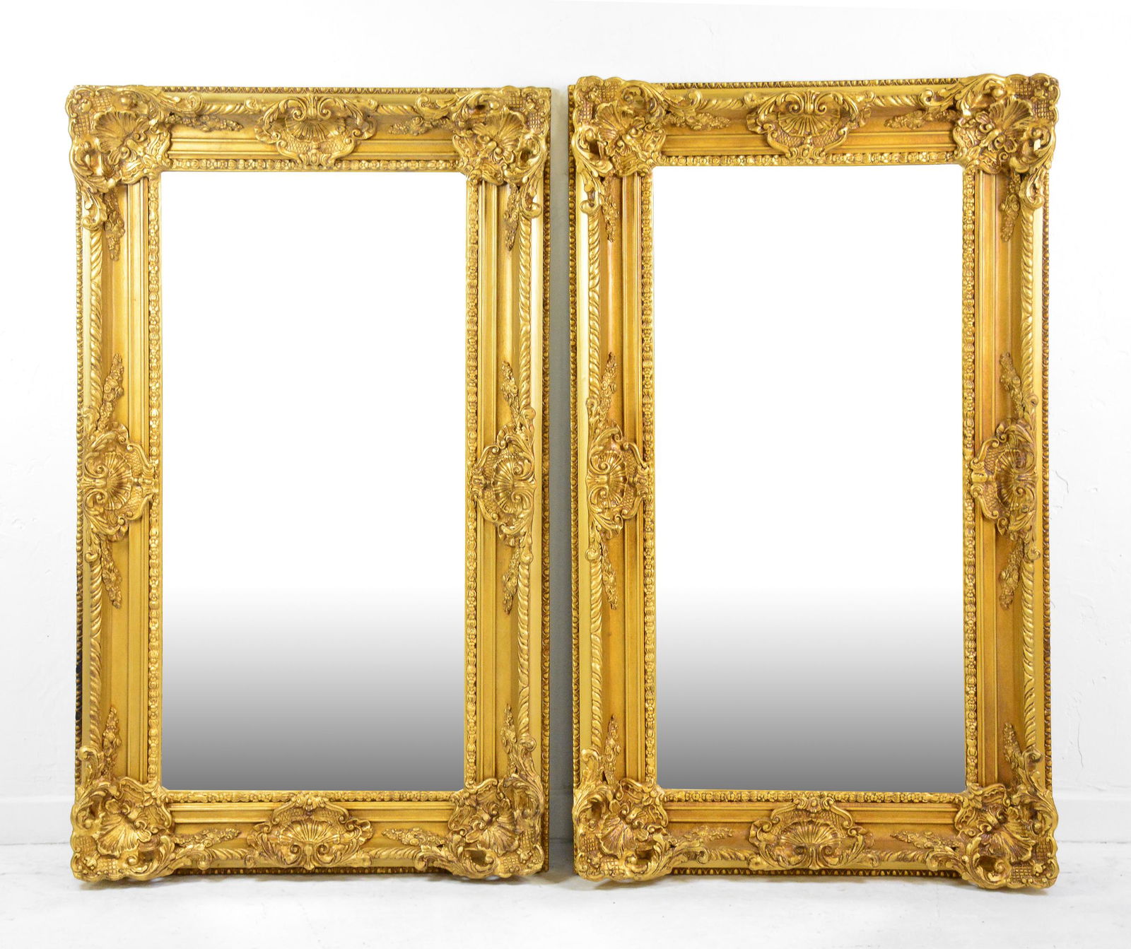 Pair Carved Gold Gilt French Style Mirrors (1 of 4)