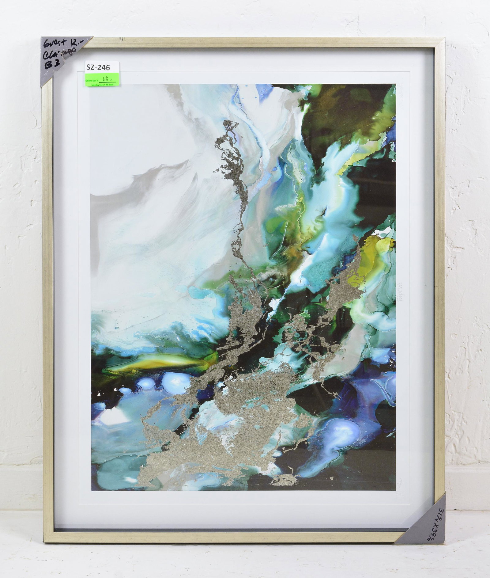 Framed Abstract Print Under Glass - Blue / Green (1 of 2)
