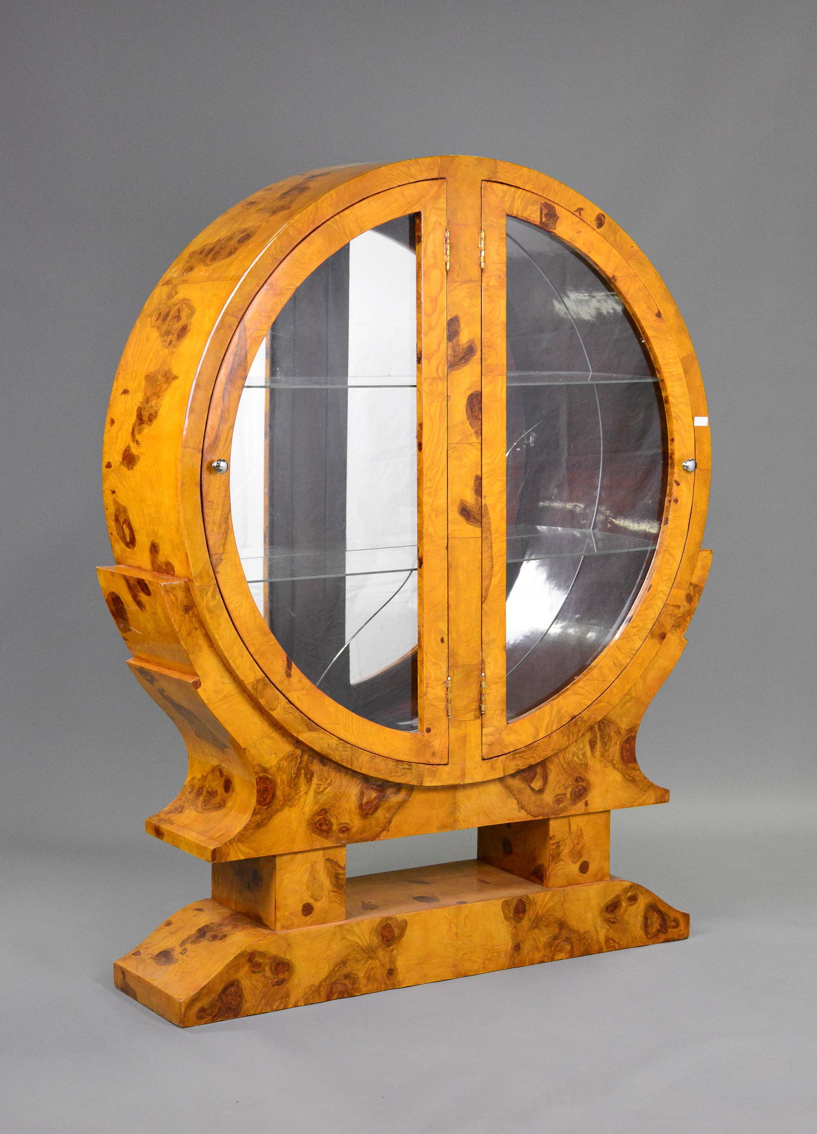 Large Art Deco Circular Mirror Back Bookcase (1 of 4)