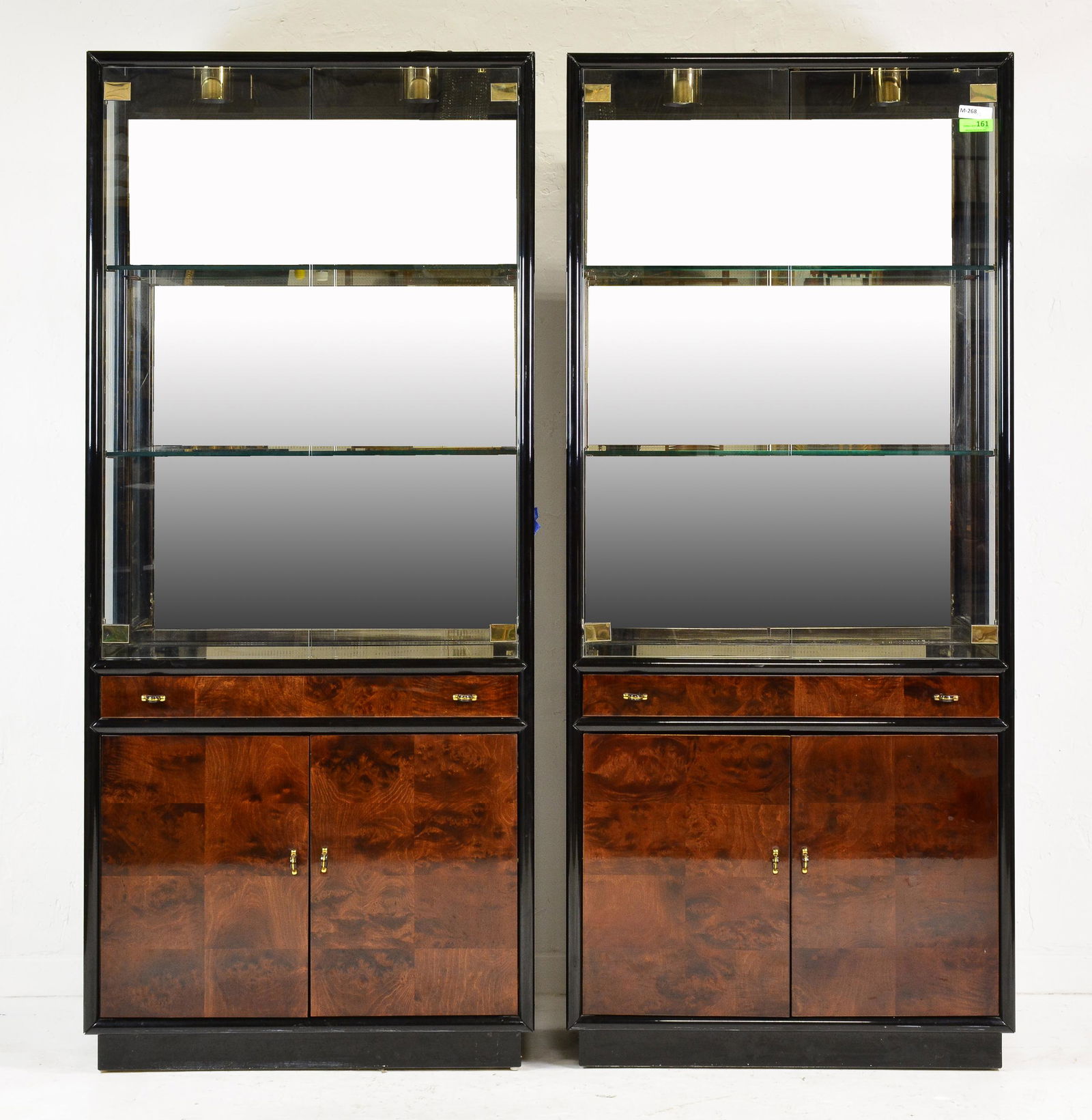 Pair Henredon Scene 3 Burled Display Cabinets (1 of 4)