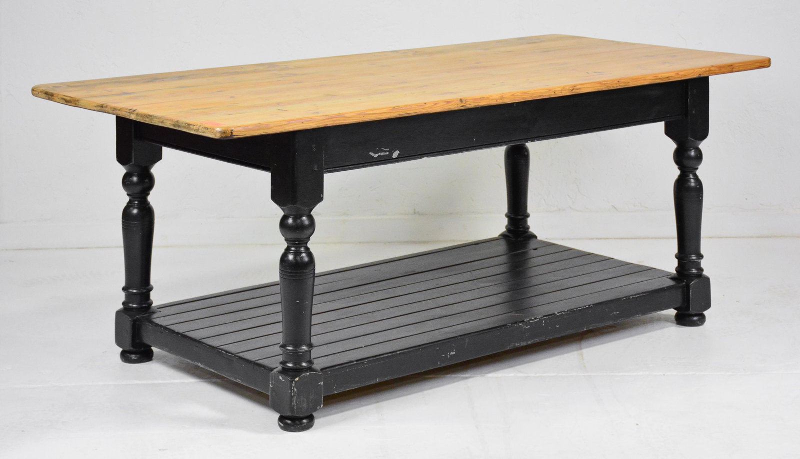 Pine Painted Farm House Table With Pot Rack Base (1 of 4)