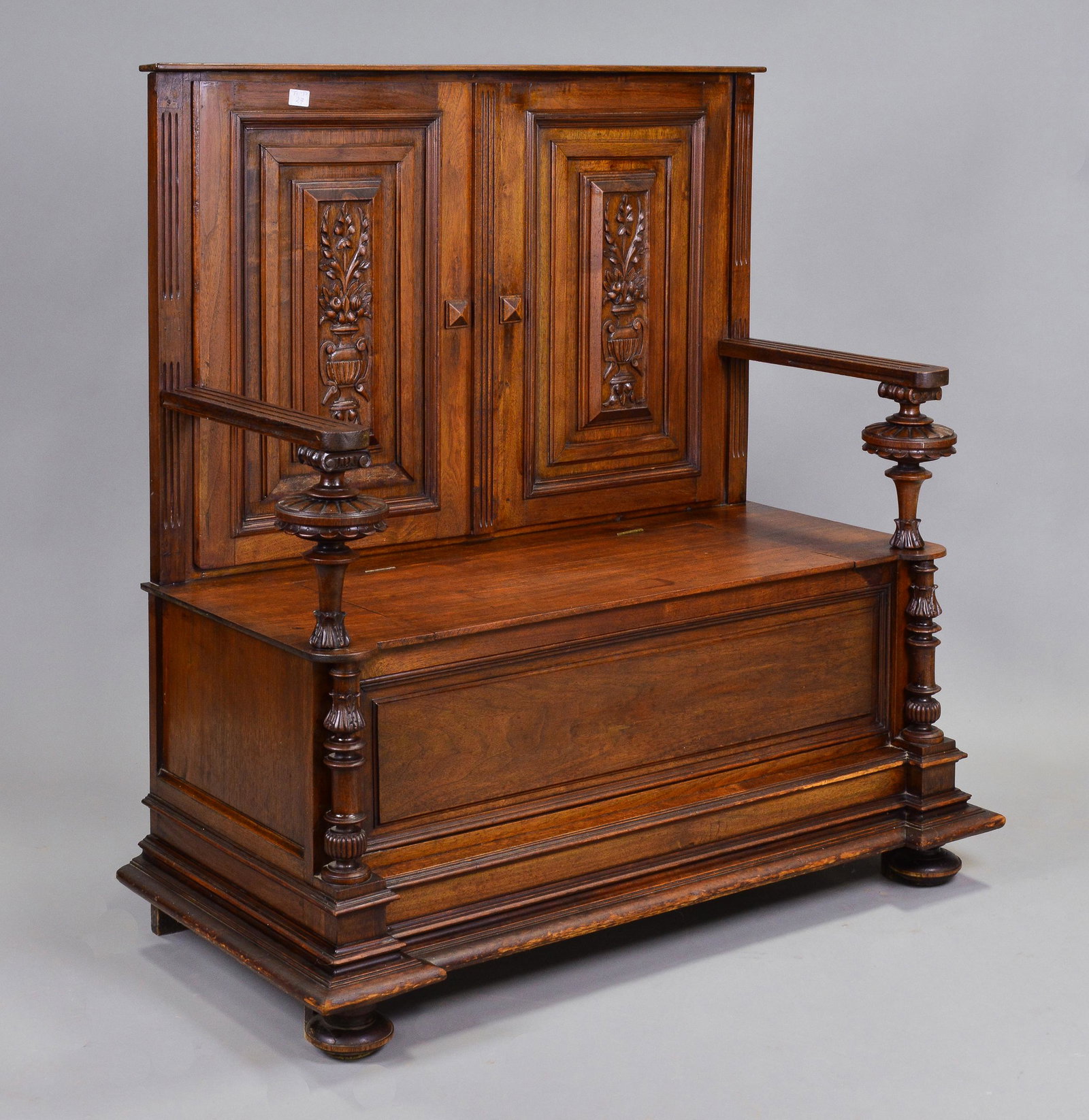 Carved High Back Hall Bench (1 of 4)