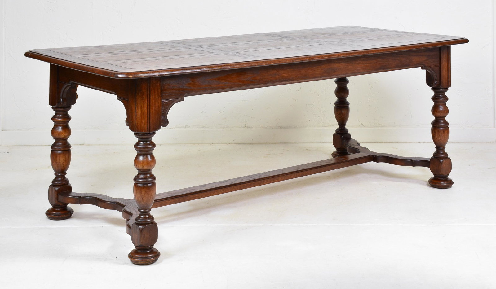 Oak Dining Table With Stretcher Base (1 of 4)