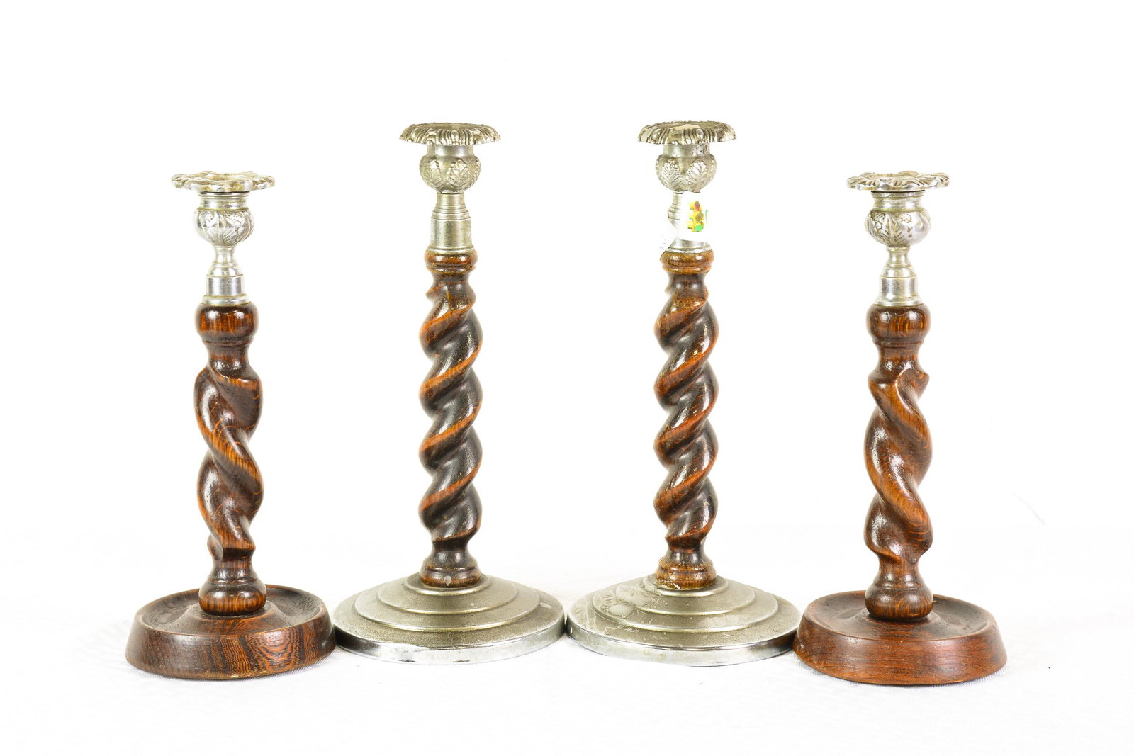 2 Pair Silver Cap Barley Twist Candlesticks (1 of 2)