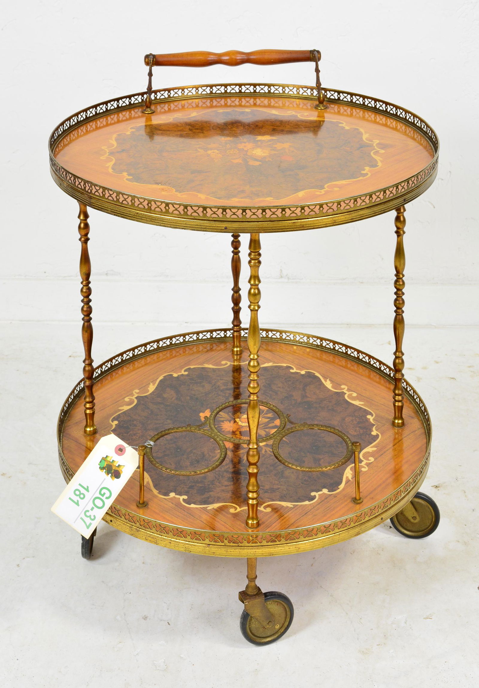Small Round 2 Tier Bar Cart / Trolley (1 of 3)