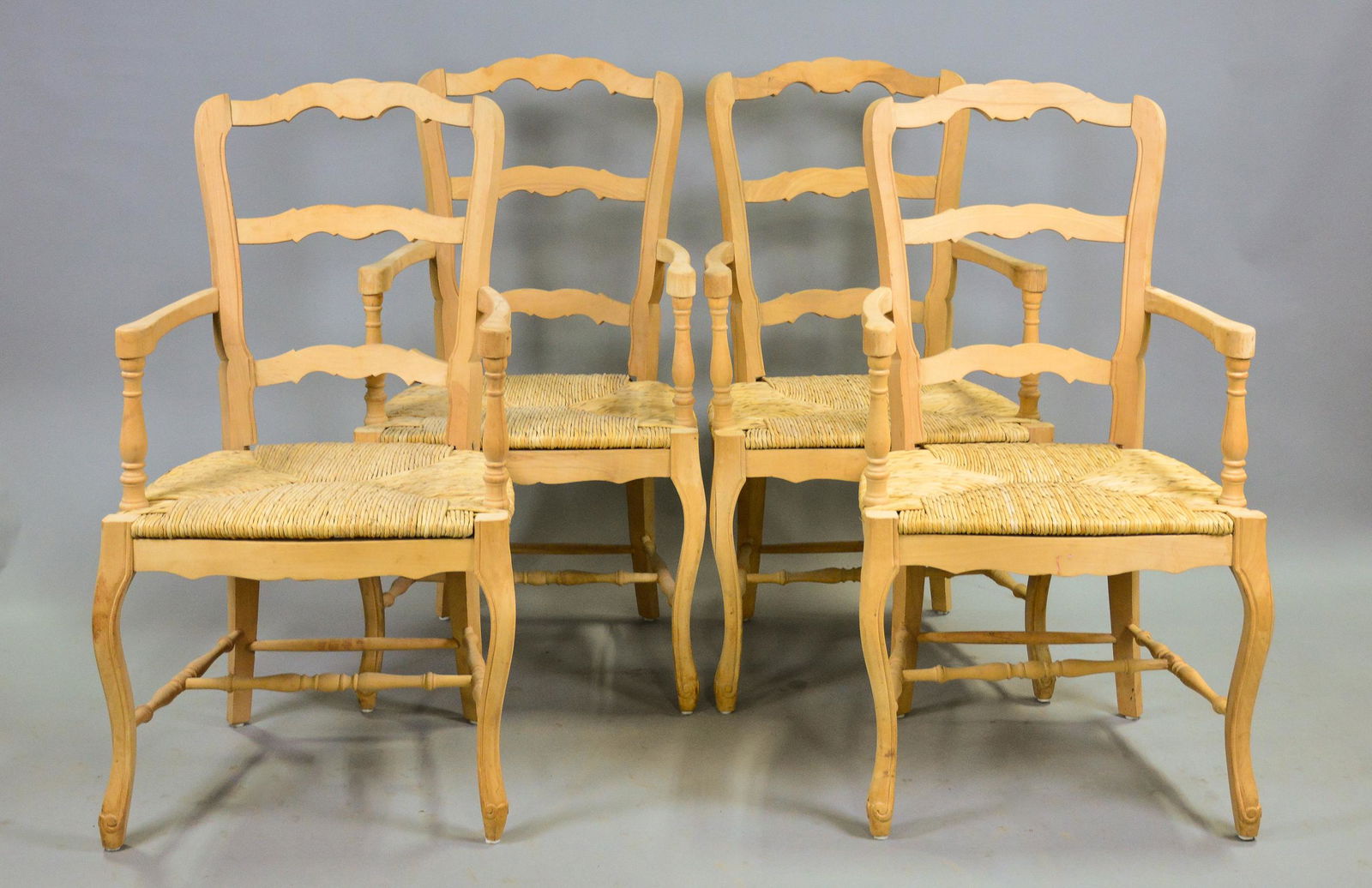 4 Ladder Back Rush Seat Arm Chairs (1 of 2)